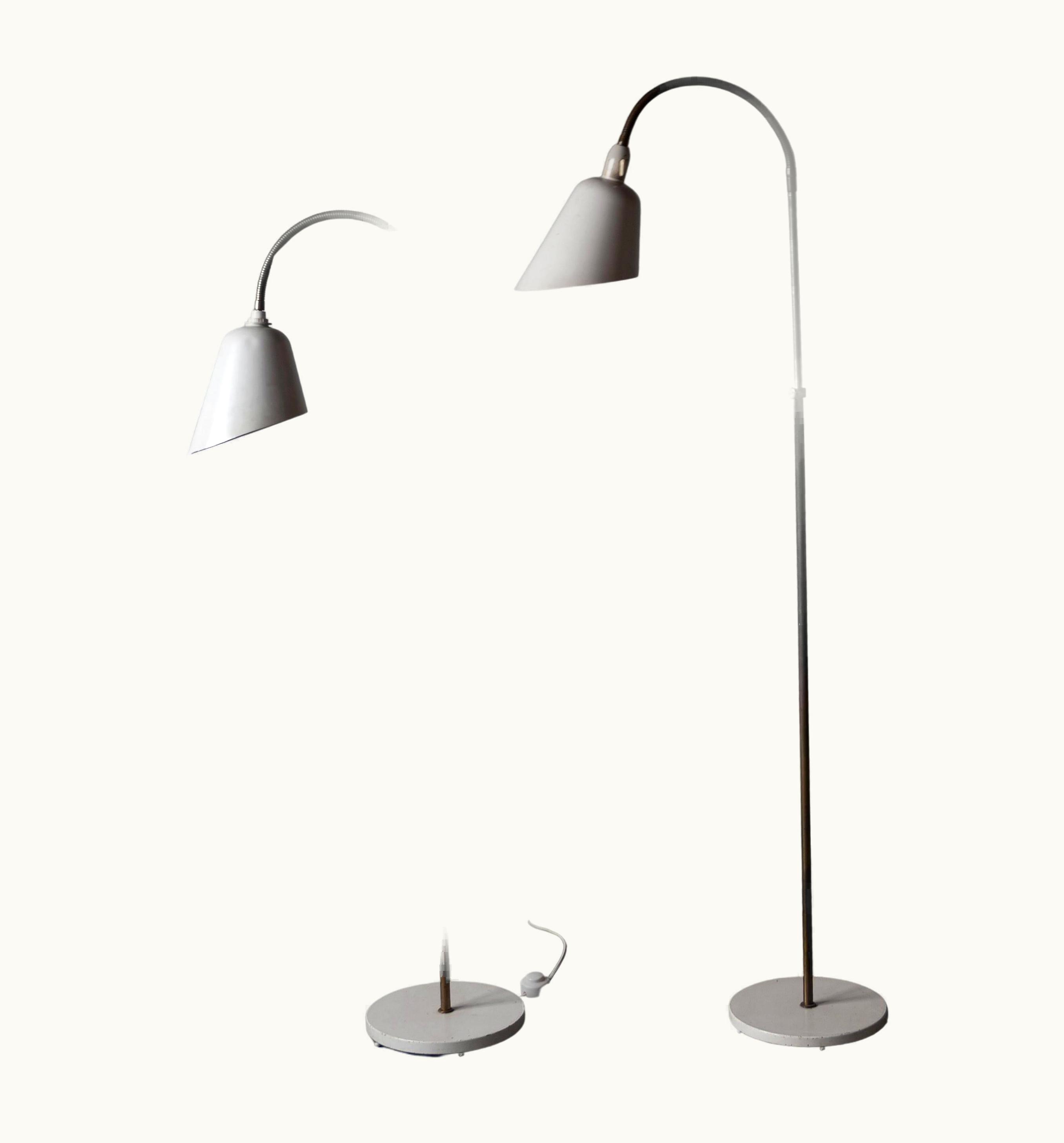 Arne Jacobsen Arne Jacobsen, Adjustable Floor Lamps, Brass, Lacquered Metal, Denmark, 1929