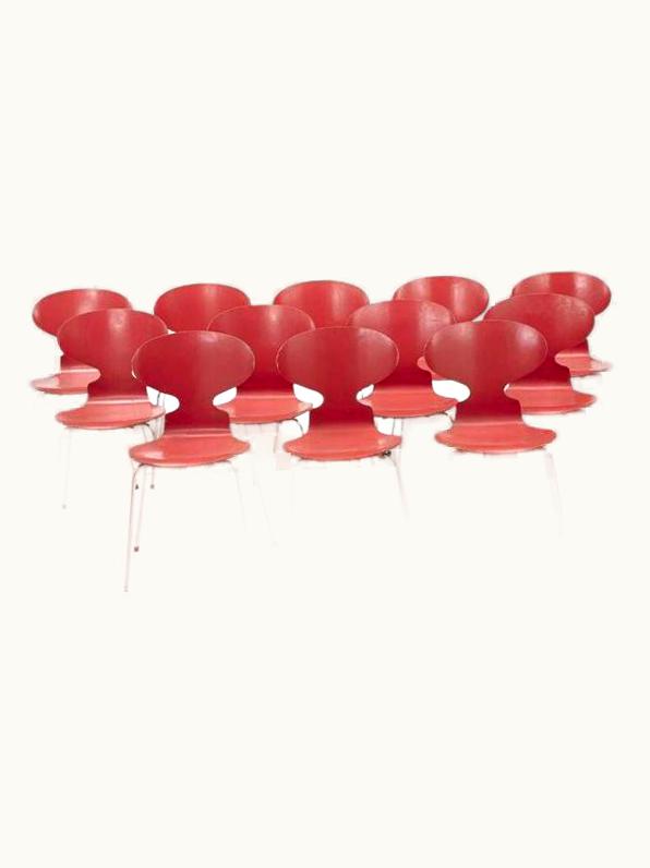 Arne Jacobsen Arne Jacobsen Mid-Century Set Of 12 Ant Chairs By Arne Jacobsen, In Red, For Fritz Hansen