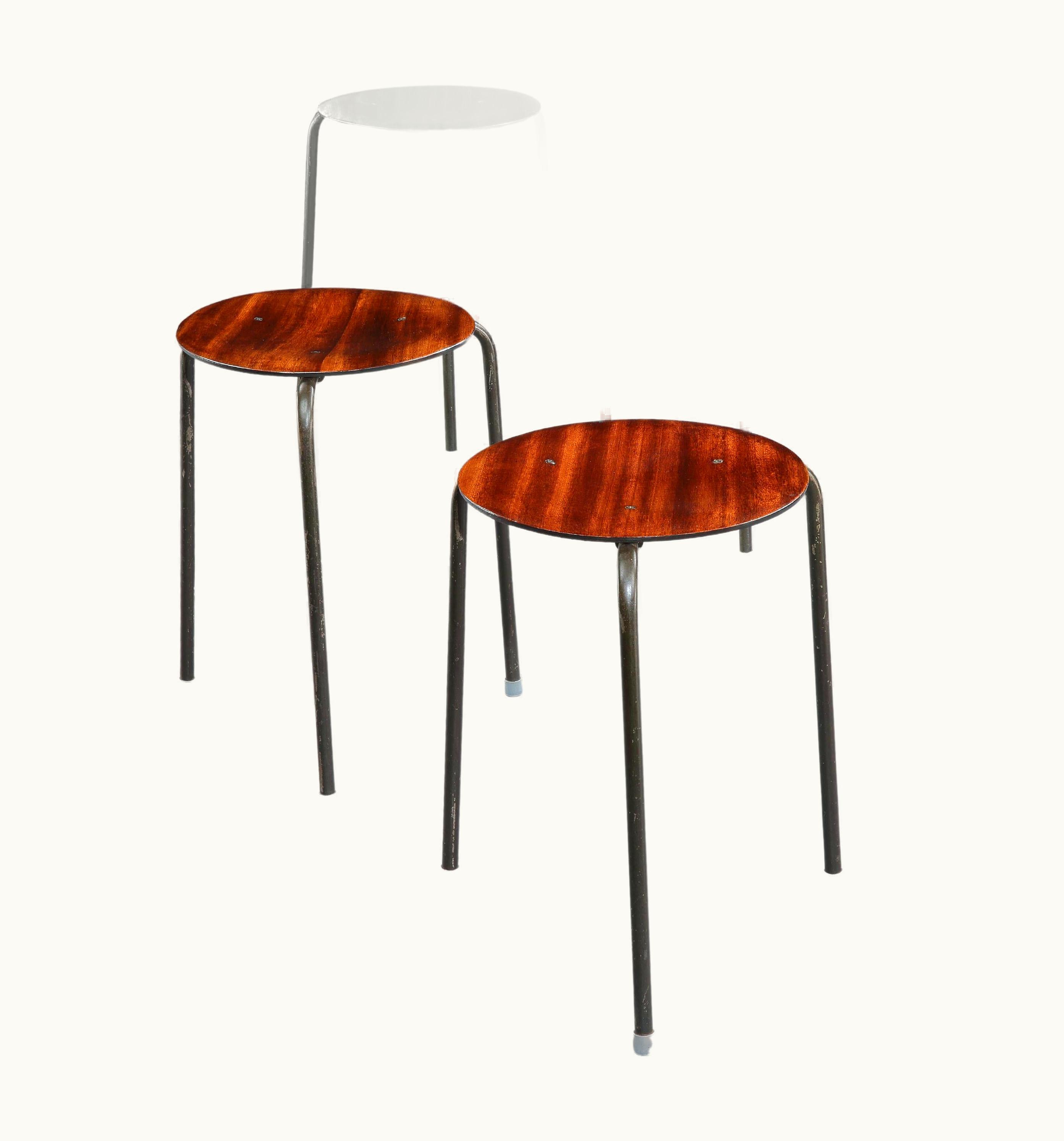Arne Jacobsen Arne Jacobsen Stool Dot Stacking Teak Chrome 3 Legs Arne Jacobsen Fritz Hansen 1955 Vintage UZ0187830