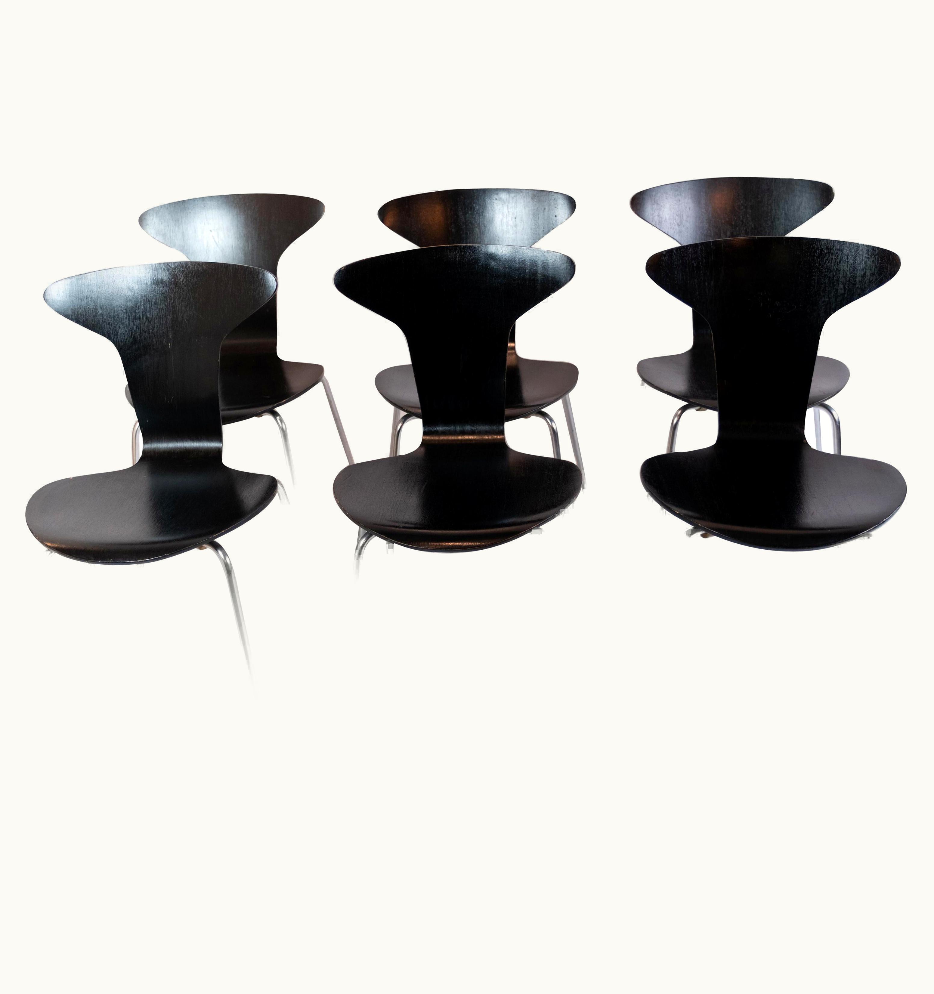 Arne Jacobsen Arne Jacobsen Set Of 6 Black Munkegaard Designed By Arne Jacobsen In 1955