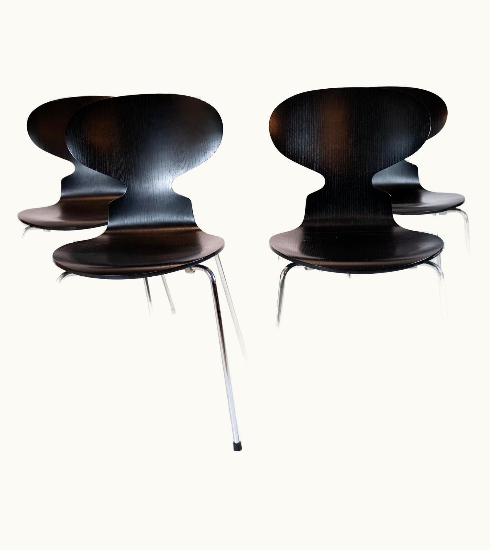 Arne Jacobsen Arne Jacobsen Set Of Four Black Ant Chairs, Model 3101, Designed By Arne Jacobsen In 1952