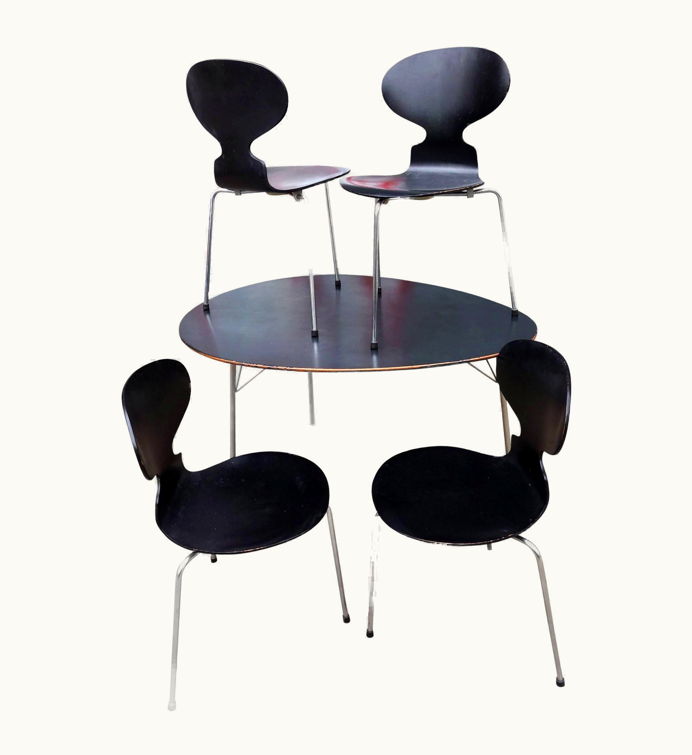 Arne Jacobsen Arne Jacobsen Midcentury Arne Jacobsen Egg Table And Ant Chair Set