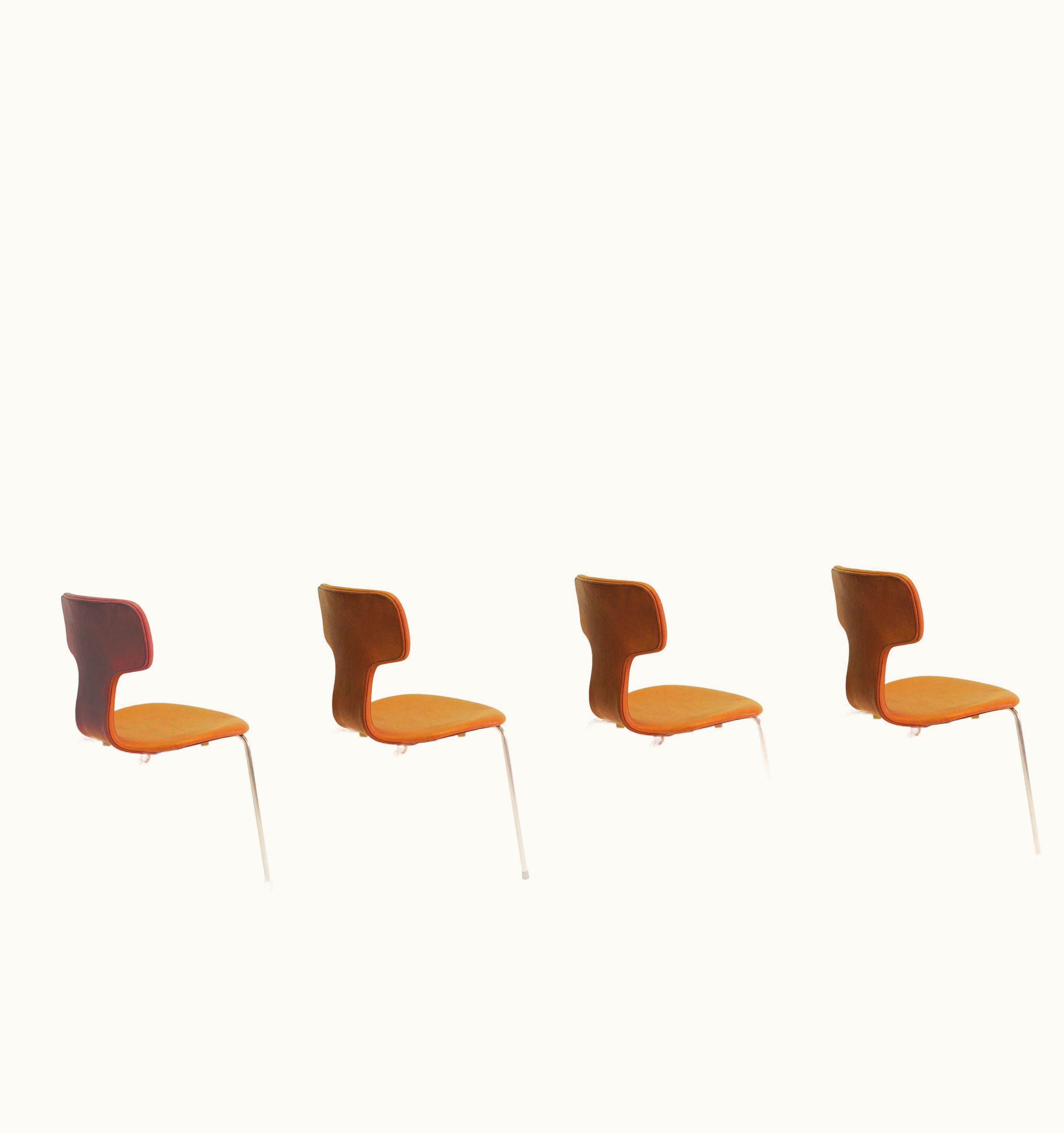 Arne Jacobsen Arne Jacobsen 1960s Arne Jacobsen Set Of Eight Reupholstered T Chairs Or Hammer Chairs