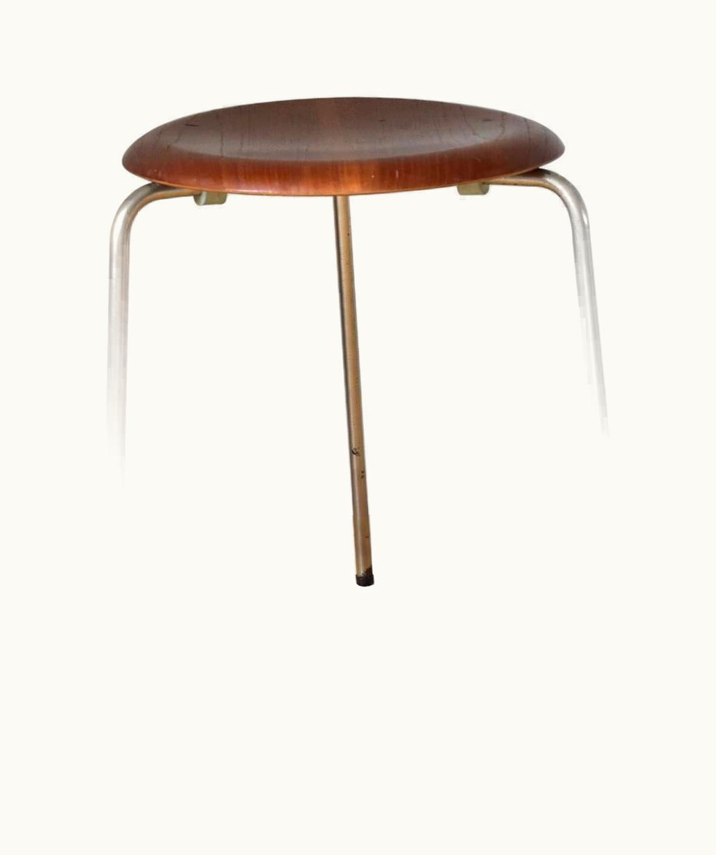 Arne Jacobsen Arne Jacobsen Vintage 3 Dot Stool In Teak And Metal Design Arne Jacobsen For Fritz Hansen