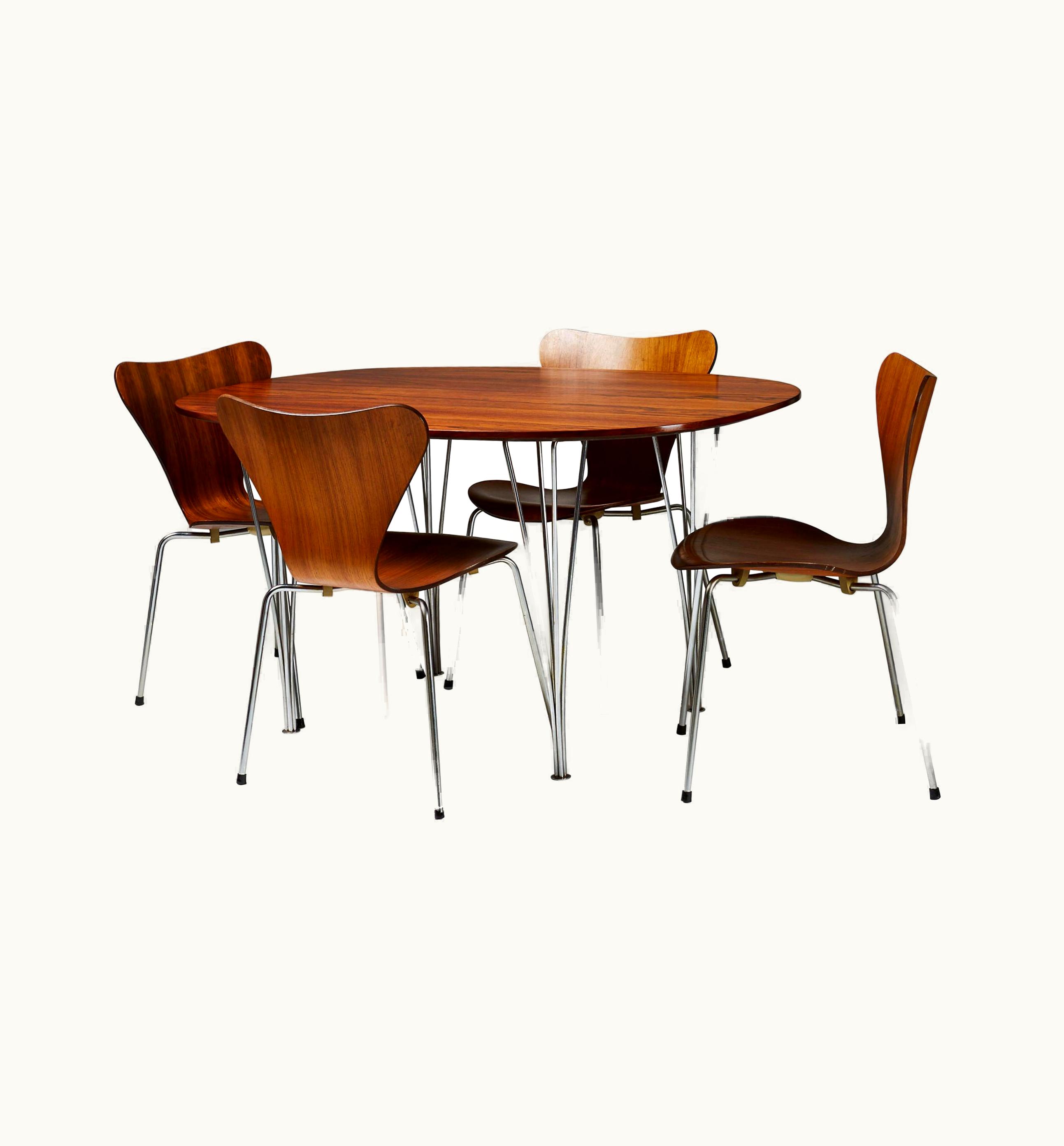 Arne Jacobsen;Bruno Mathsson;Piet Hein Arne Jacobsen;Bruno Mathsson;Piet Hein Dining Set By Bruno Mathsson, Piet Hein And Arne Jacobsen For Fritz Hansen