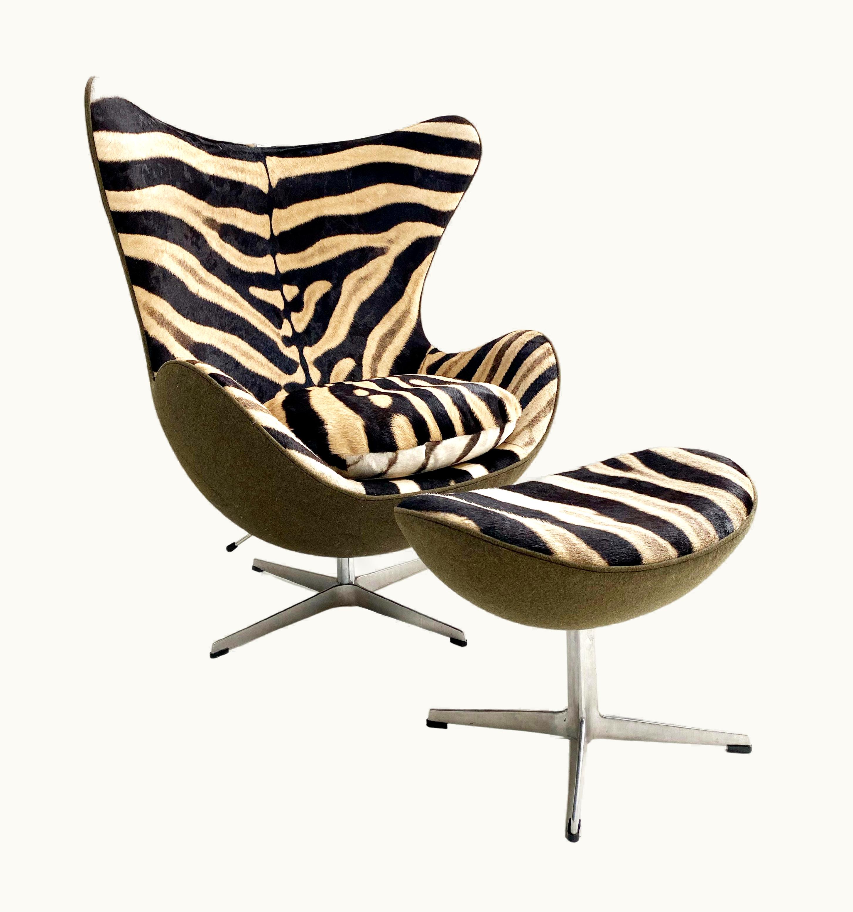 Arne Jacobsen Arne Jacobsen Bespoke Arne Jacobsen Egg Chair And Ottoman In Zebra And Loro Piana Wool