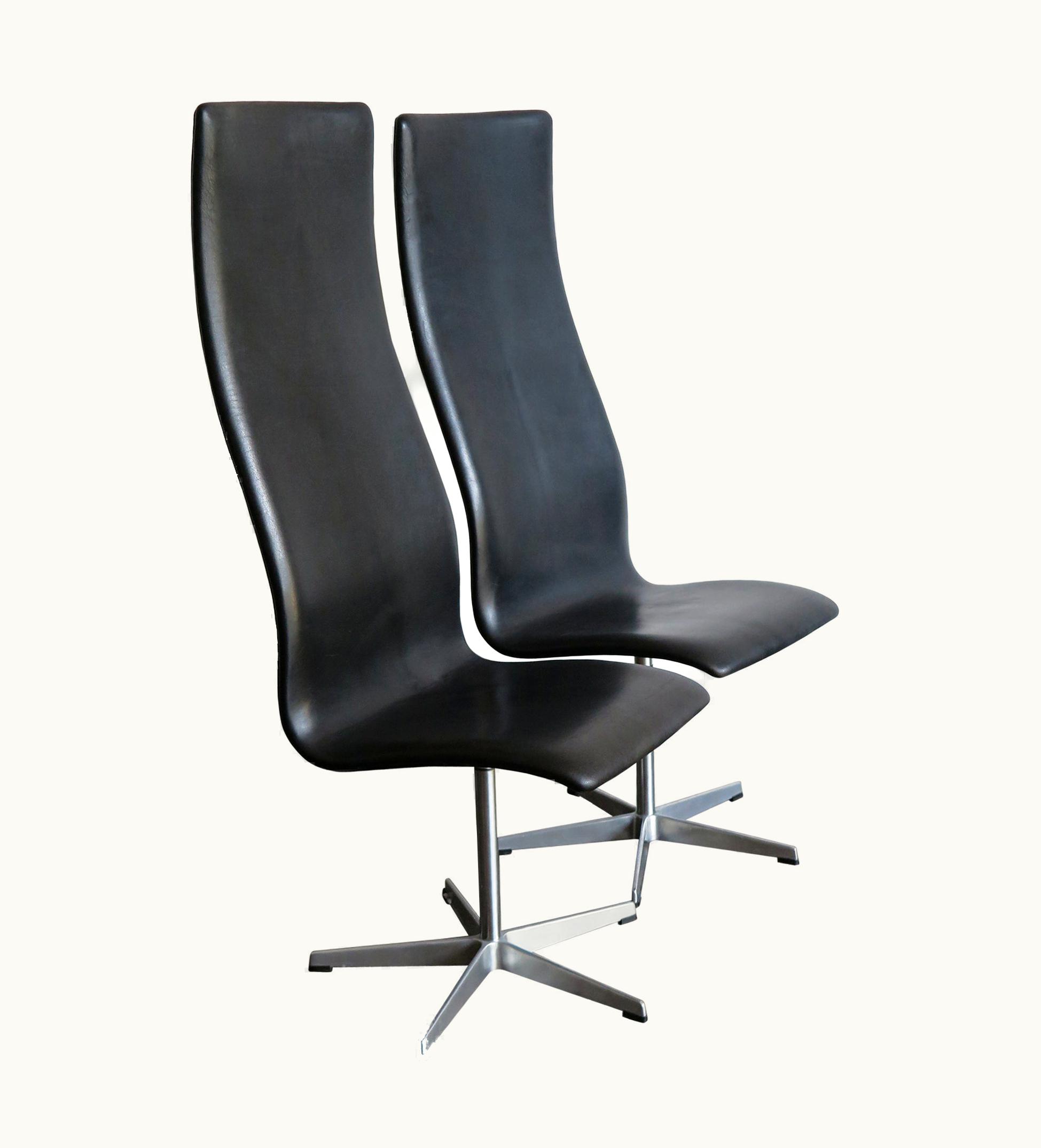 Arne Jacobsen Arne Jacobsen Oxford Midcentury Black Leather Chairs By Arne Jacobsen For Fritz Hansen, 1960s