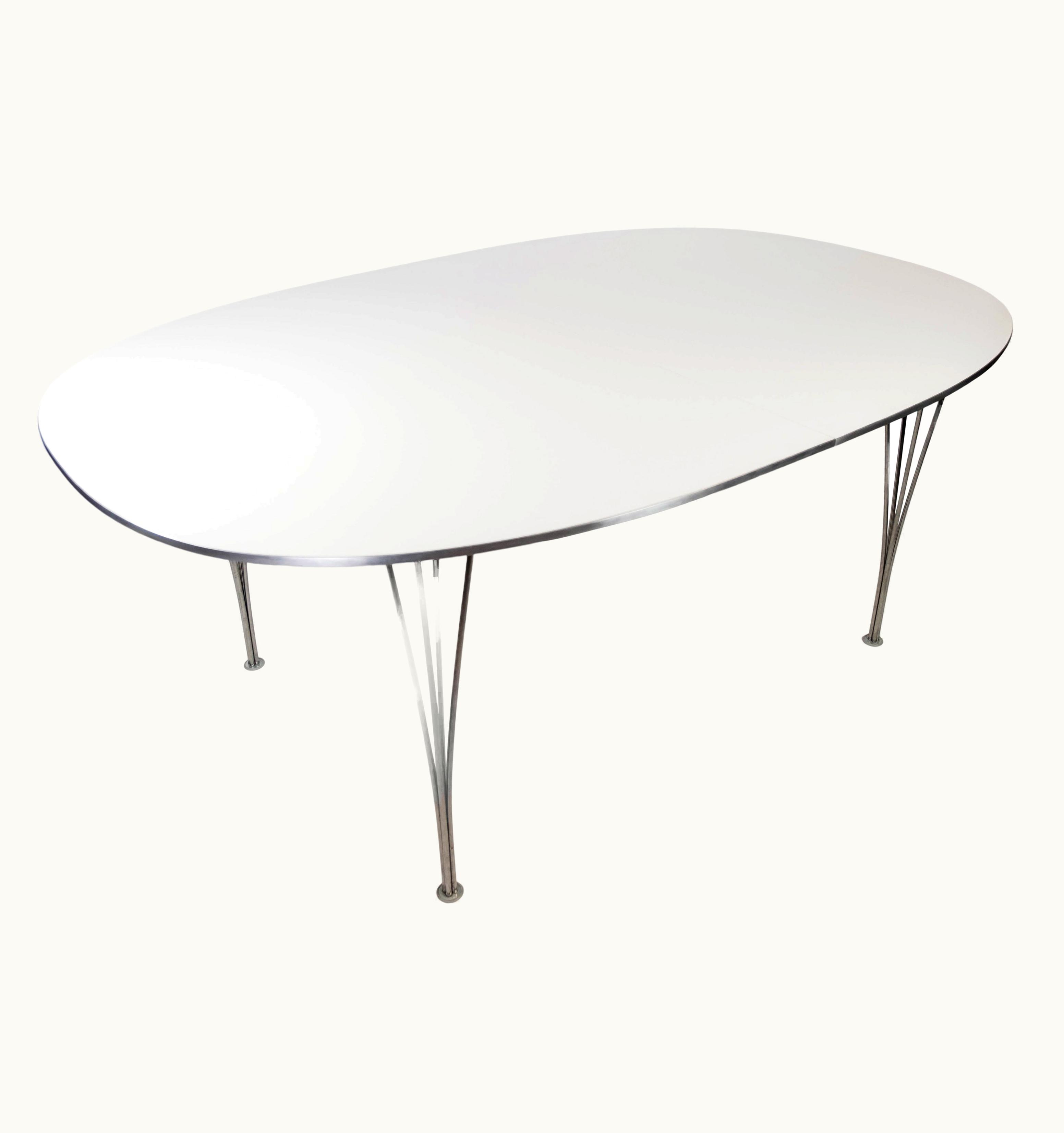 Arne Jacobsen;Piet Hein Arne Jacobsen;Piet Hein Super Ellipse Dining Table With White Laminate Designed By Piet Hein, 1998