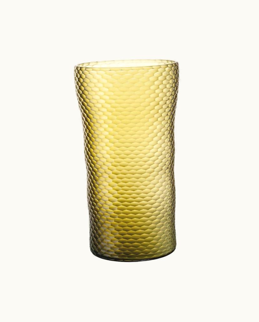 Carlo Scarpa Carlo Scarpa 21st Century Battuto A Nido D'ape Vase In Straw-Yellow By Carlo Scarpa