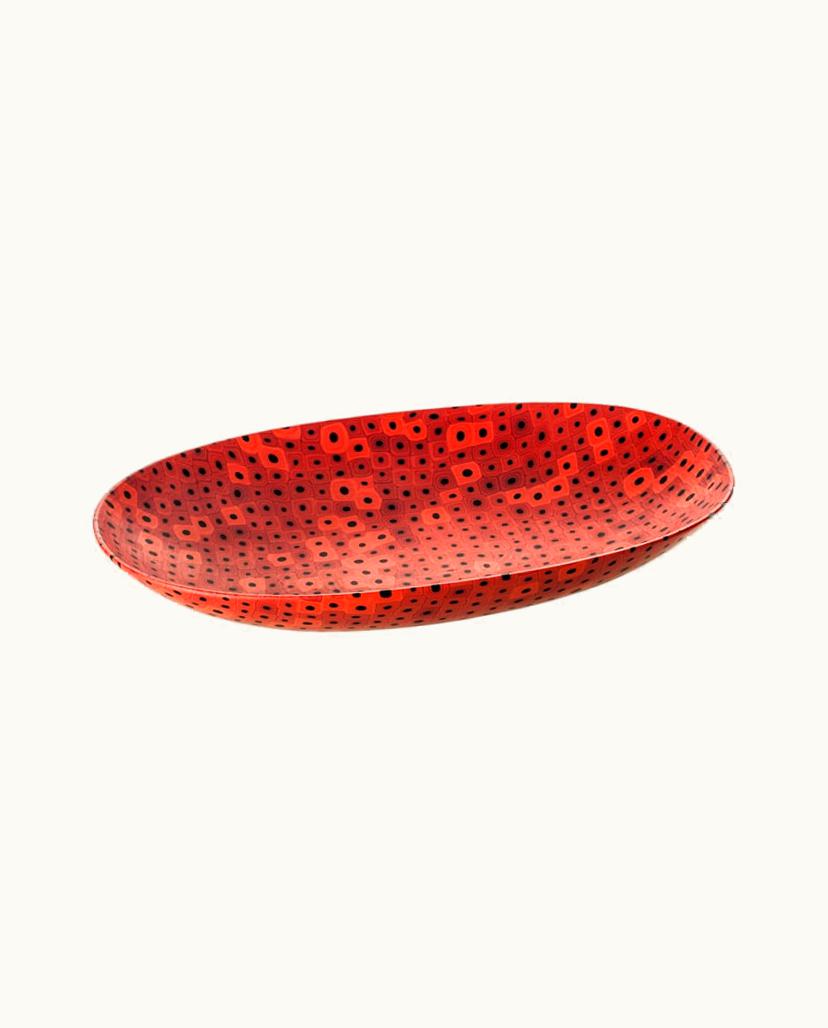 Carlo Scarpa Carlo Scarpa 21st Century Murrine Opache Centerpiece In Black/Coral By Carlo Scarpa