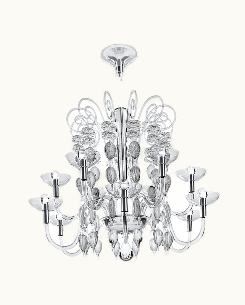 Carlo Scarpa Carlo Scarpa 21st Century Carlo Scarpa 99.37 8-Light Chandeliers In Crystal