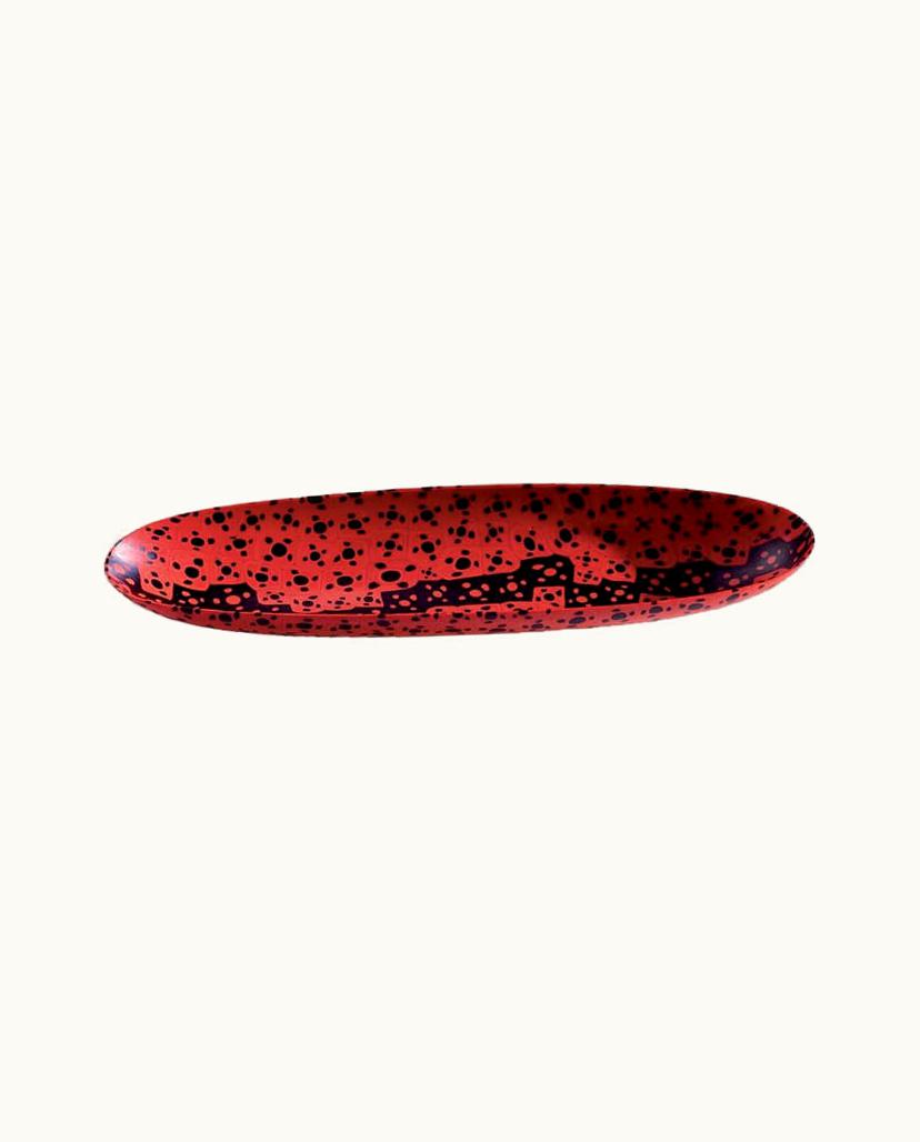 Carlo Scarpa Carlo Scarpa 21st Century Murrine Opache Carlo Scarpa Plate In Black/Coral By Carlo Scarpa