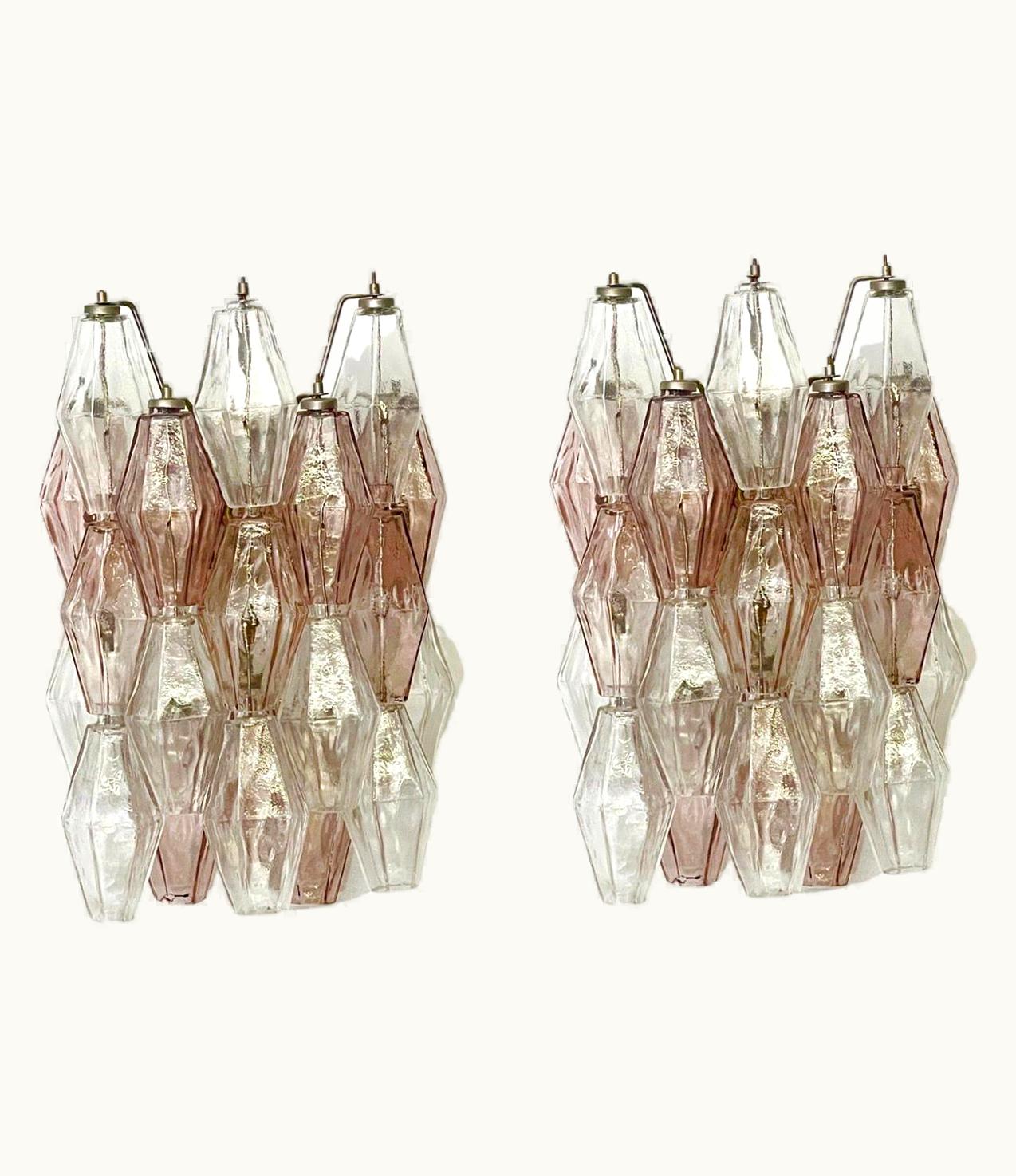 Carlo Scarpa Carlo Scarpa Pair Of Poliedri Wall Sconces By Carlo Scarpa For Venini, Italy, 1960s