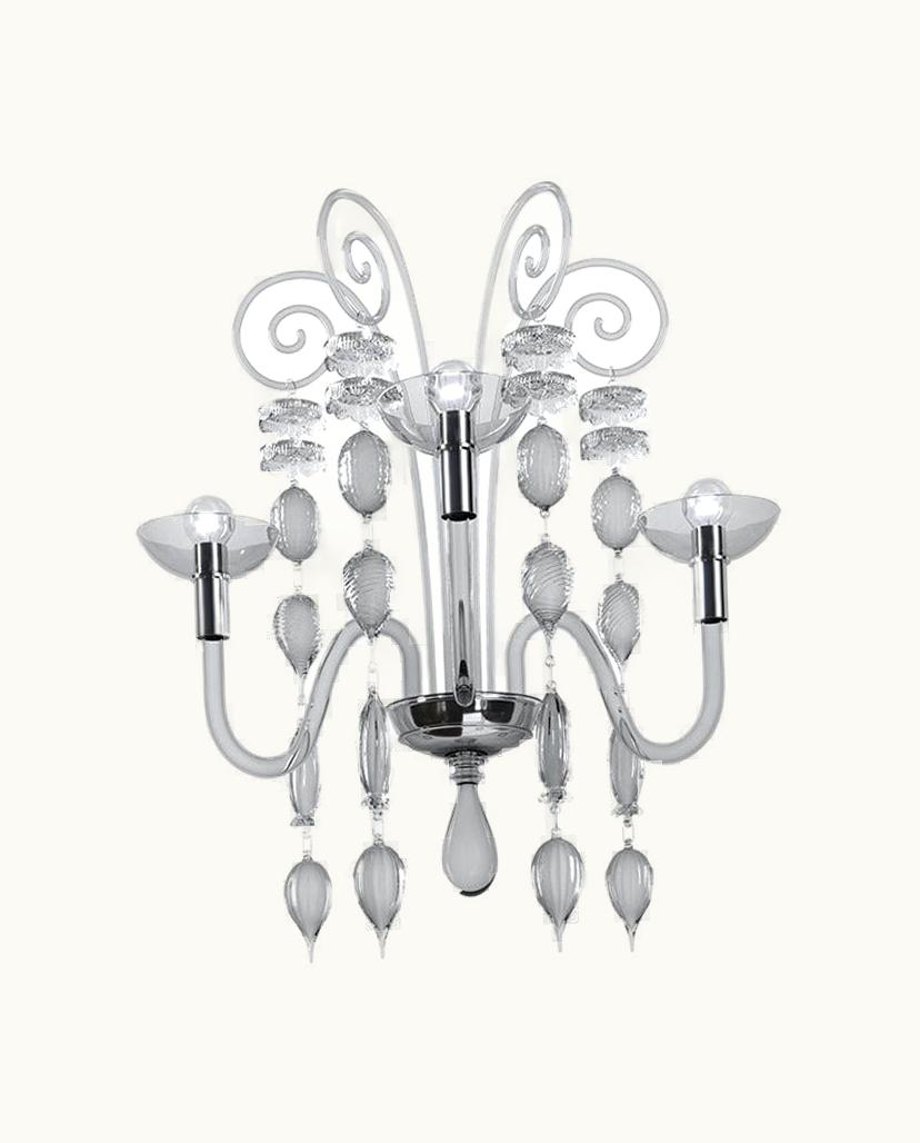 Carlo Scarpa Carlo Scarpa 21st Century Carlo Scarpa 99.37 3-Light Wall Sconce In Crystal By Carlo Scarpa