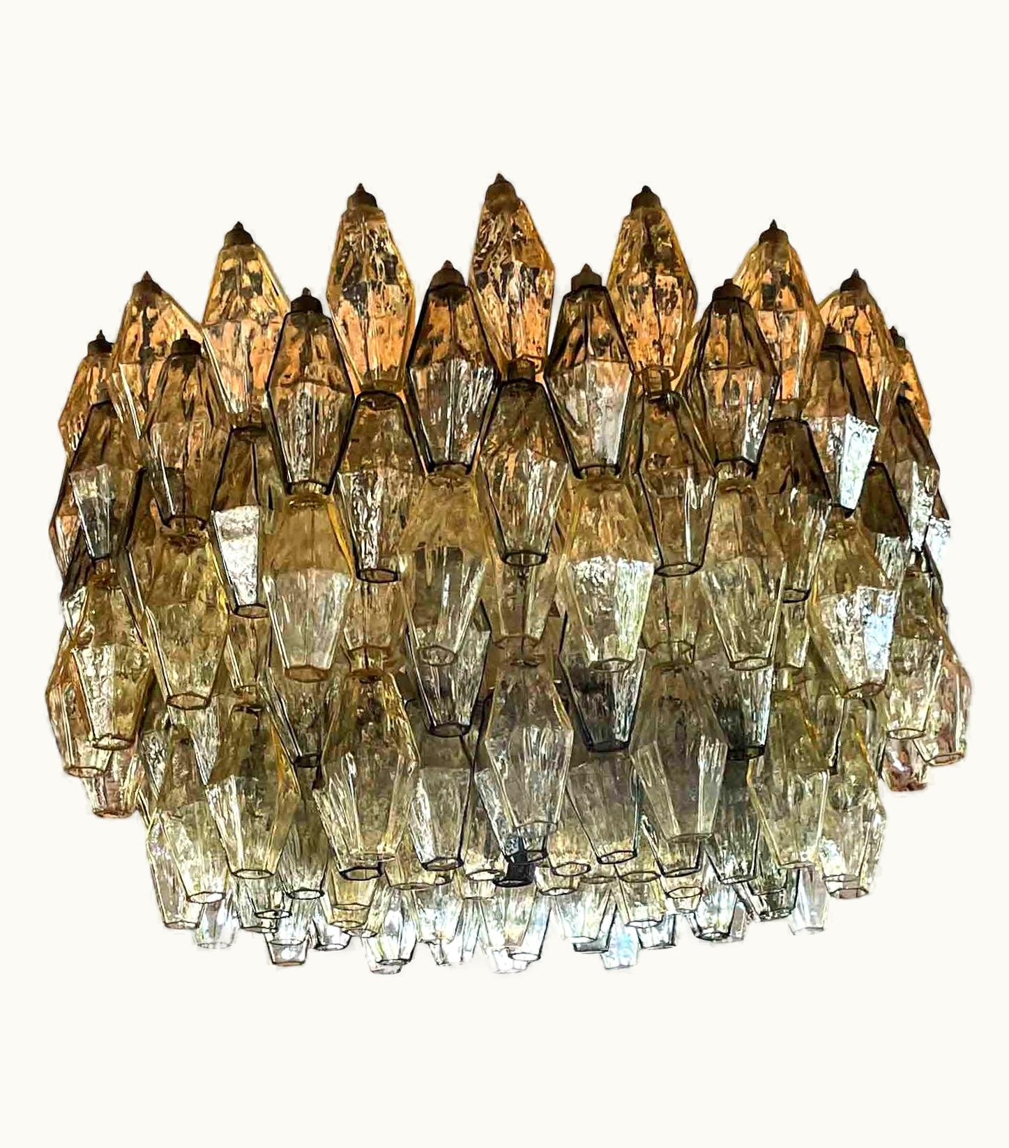 Carlo Scarpa Carlo Scarpa Big "Poliedri" Chandelier In Murano Opaline Glass For Venini, 1958