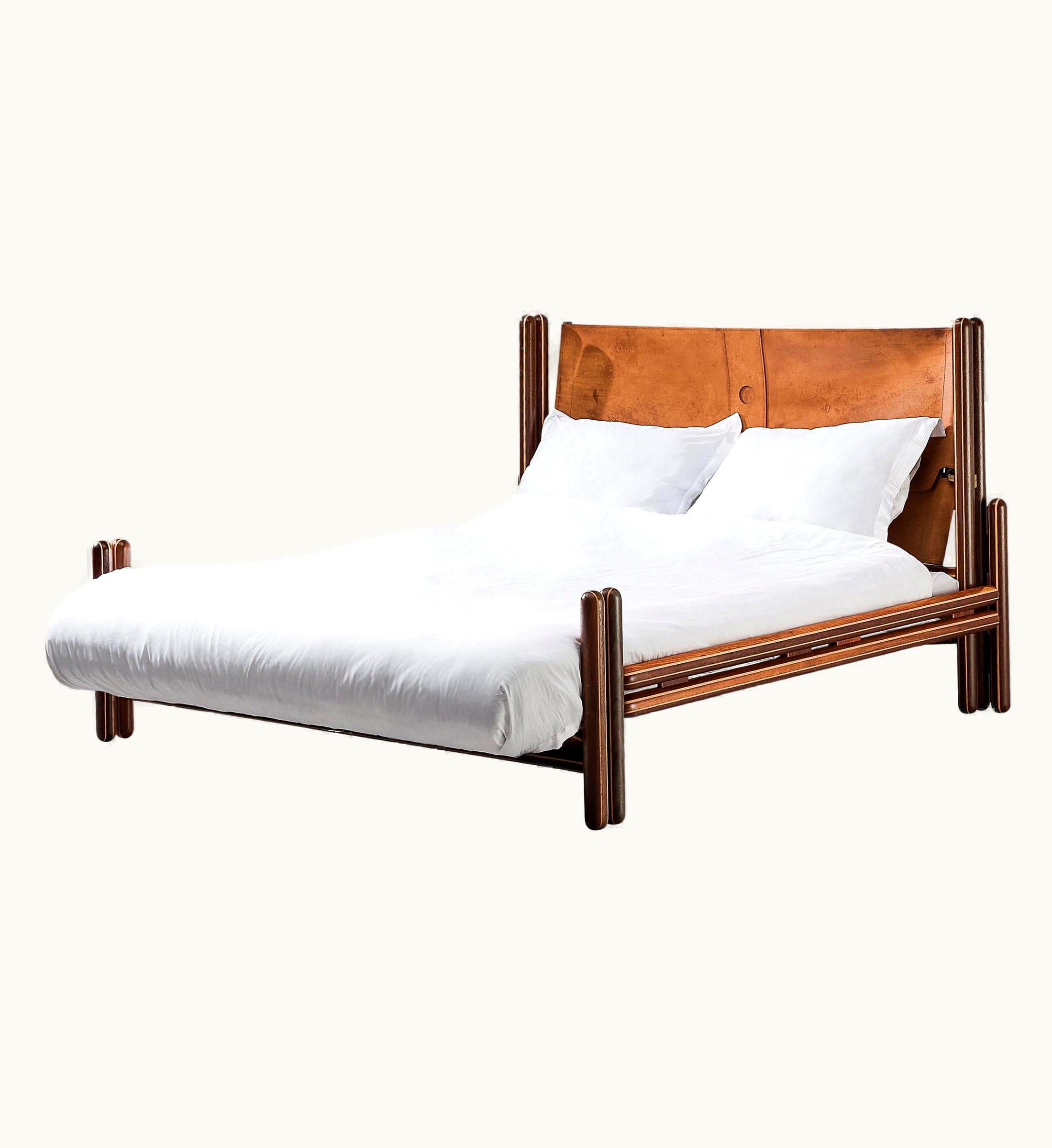 Carlo Scarpa Carlo Scarpa For Simon Gavina 'Toledo' Bed In Padouk And Leather
