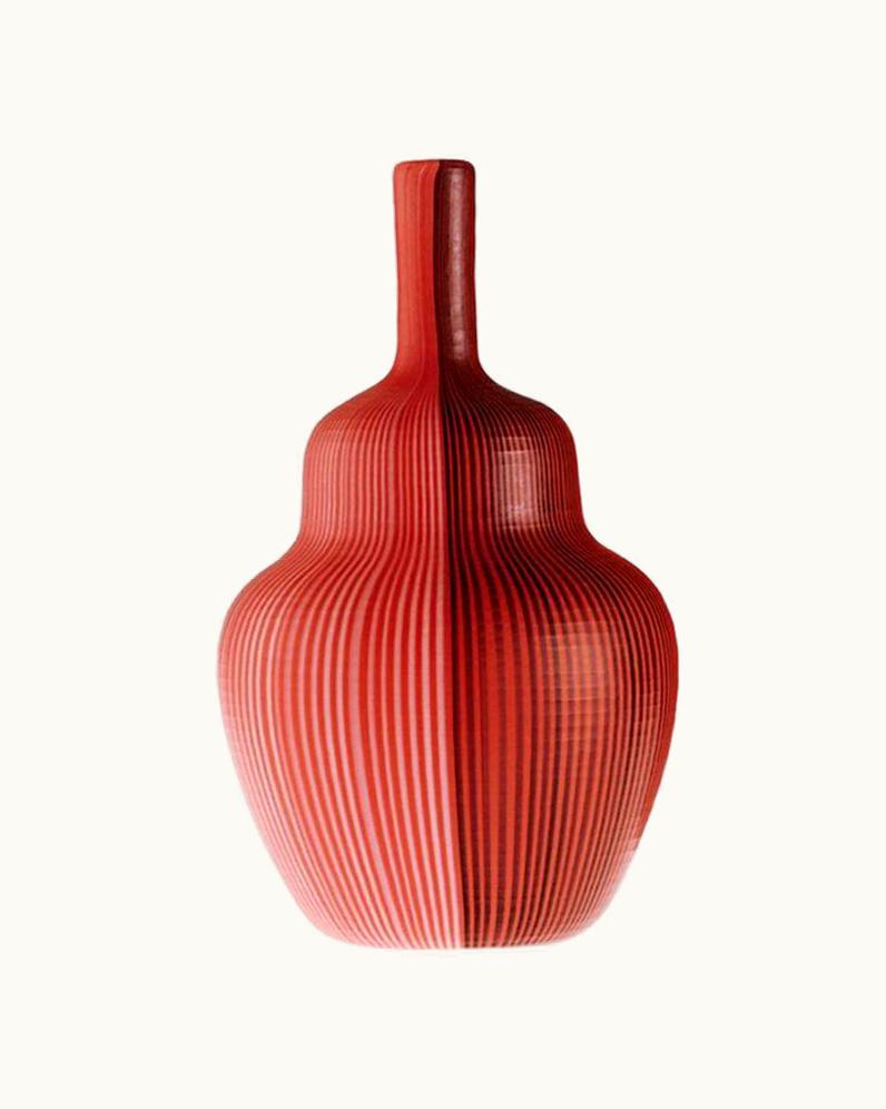 Carlo Scarpa Carlo Scarpa Venini Tessuti Battuti Vase In Red By Carlo Scarpa