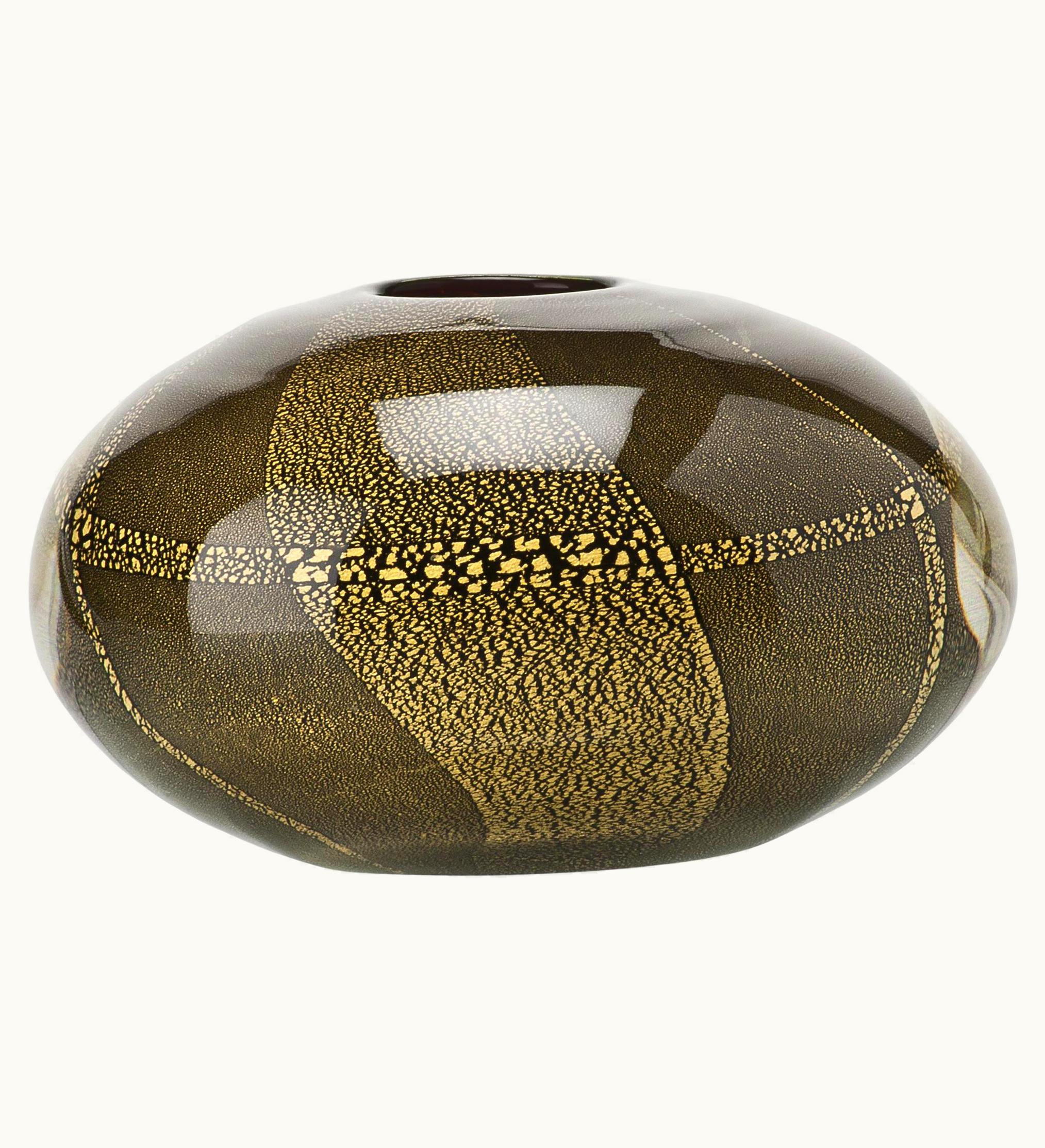 Carlo Scarpa Carlo Scarpa Venini Sommersi Foglia Oro Vase In Grass Green & Red Glass By Carlo Scarpa