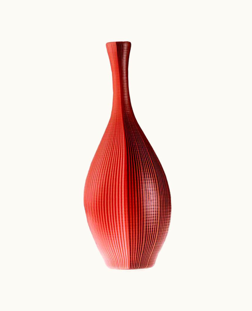 Carlo Scarpa Carlo Scarpa Venini Tall Tessuti Battuti Vase In Red By Carlo Scarpa