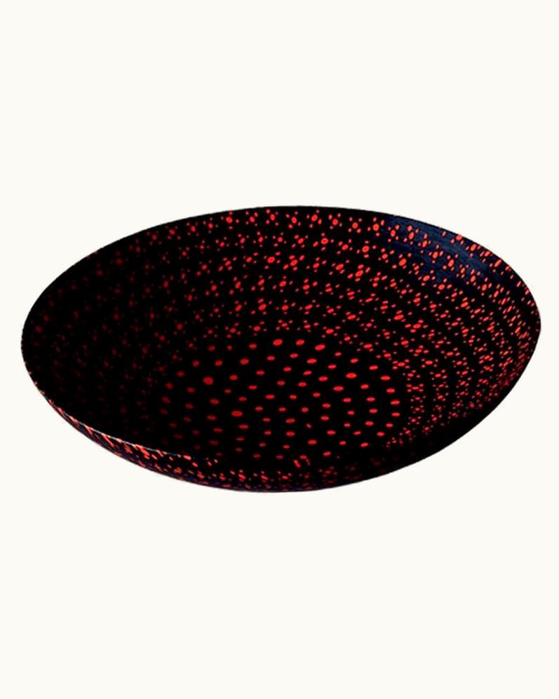 Carlo Scarpa Carlo Scarpa Venini Murrine Opache Plate In Black With Red Details By Carlo Scarpa