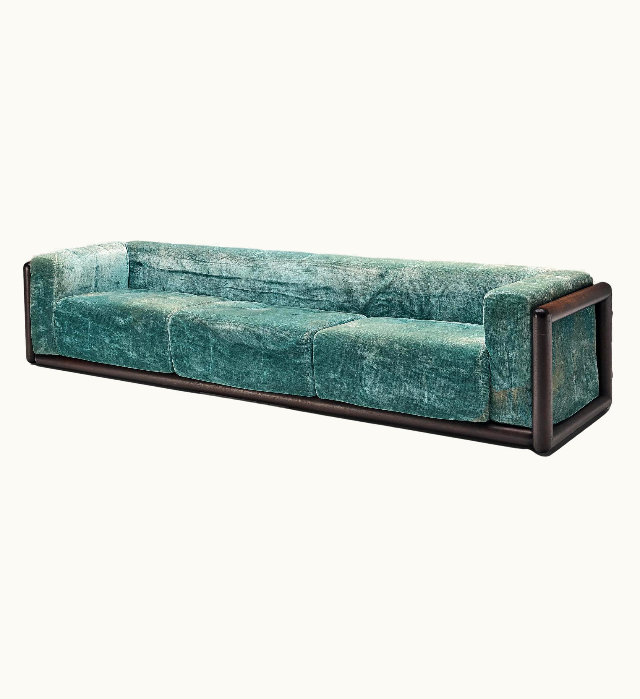 Carlo Scarpa Carlo Scarpa For Simon 'Cornaro' Sofa In Mahogany And Jade Velvet