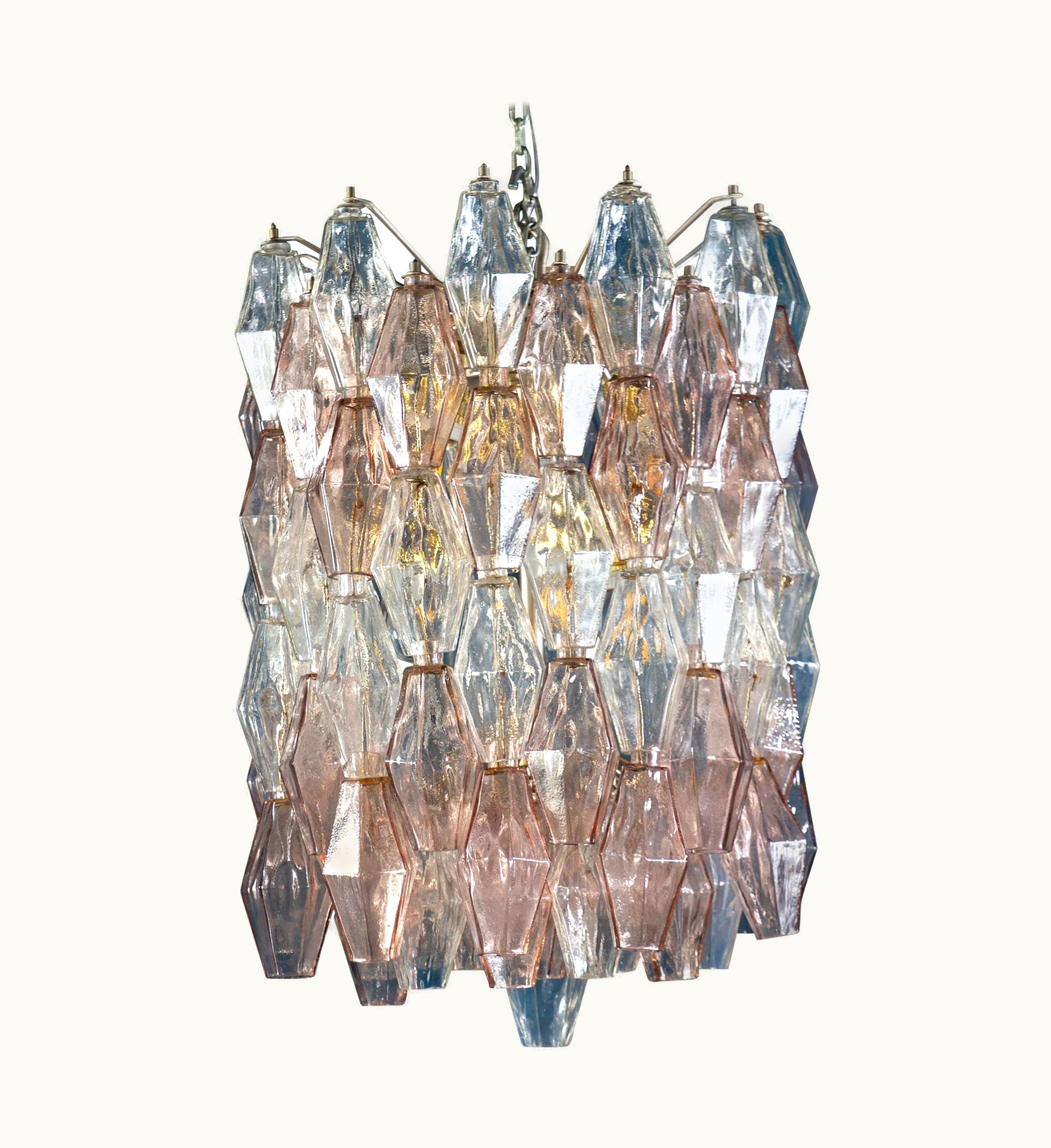 Carlo Scarpa Carlo Scarpa Venini Original Pink And Ice Poliedri Chandelier By Carlo Scarpa, 1955