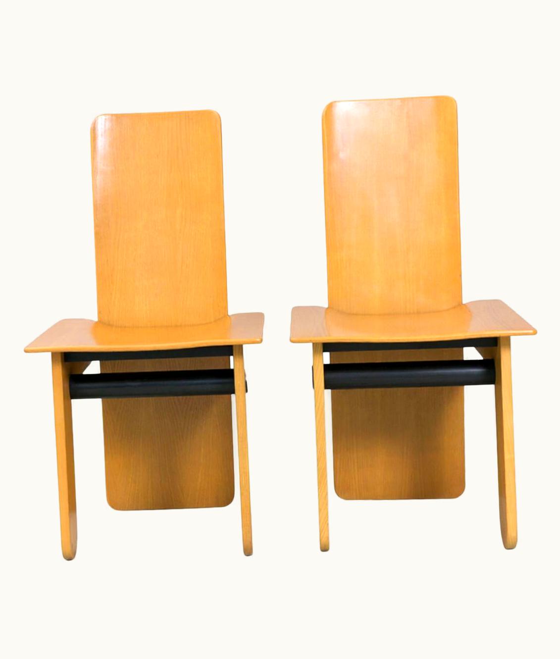Carlo Scarpa Carlo Scarpa Oak Wood Chairs By Carlo Scarpa/ Gavina 1974