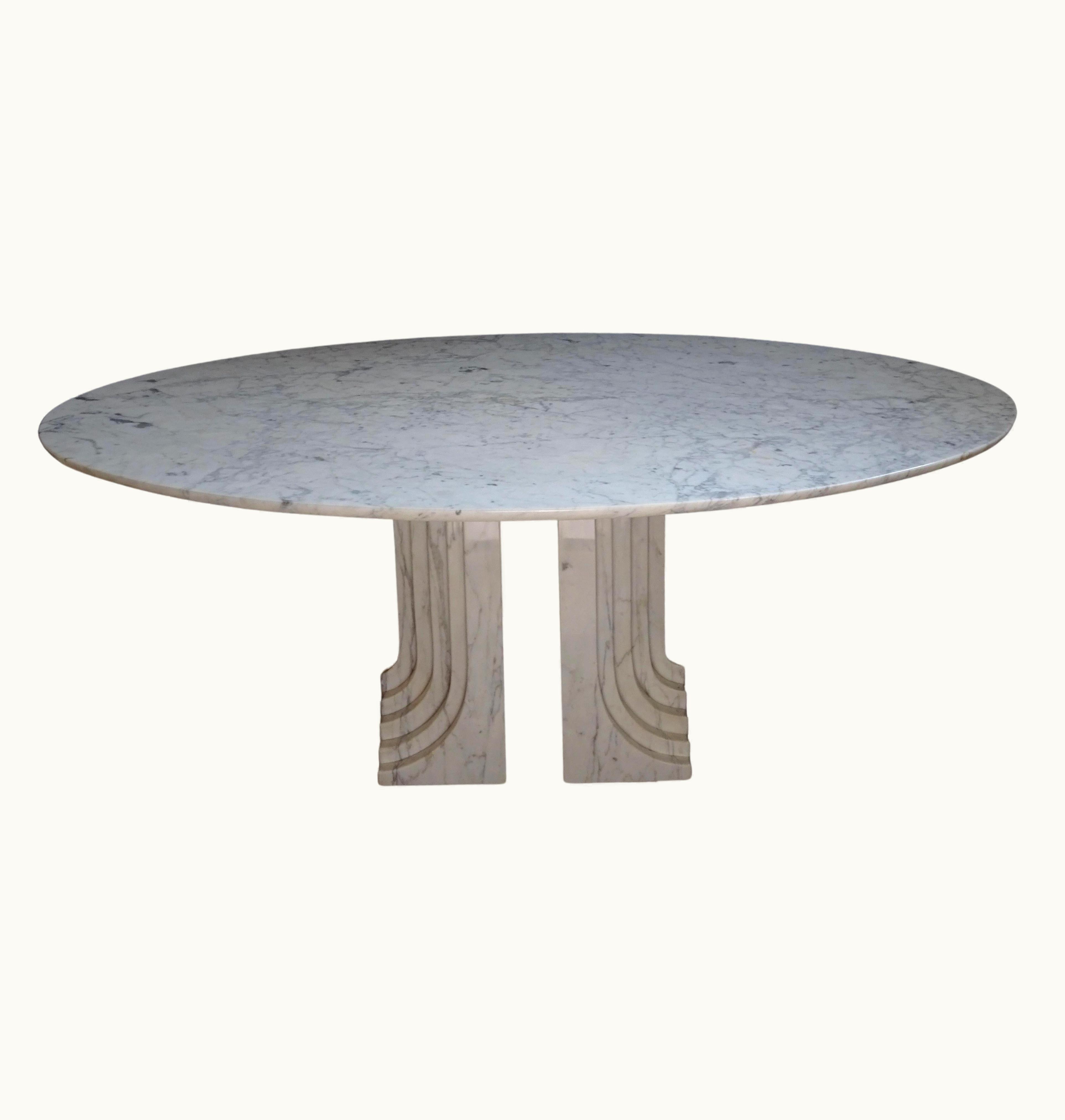 Carlo Scarpa Carlo Scarpa Carrara Marble Dining Table Model 'Samo' By Carlo Scarpa, 1973