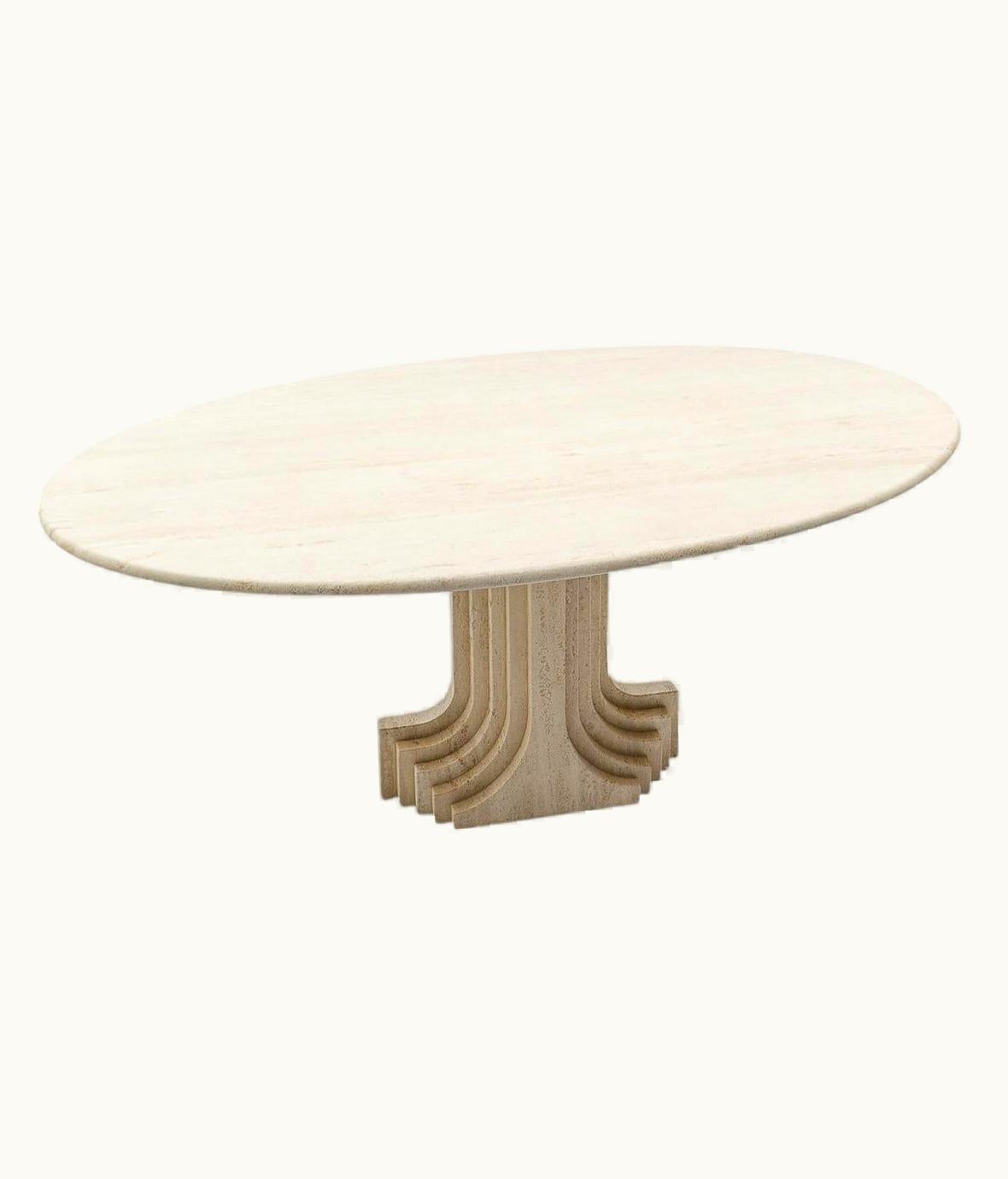 Carlo Scarpa Carlo Scarpa Sculptural Carlo Scarpa Travertine Dining Table, By Cattelan Italia, 1970s