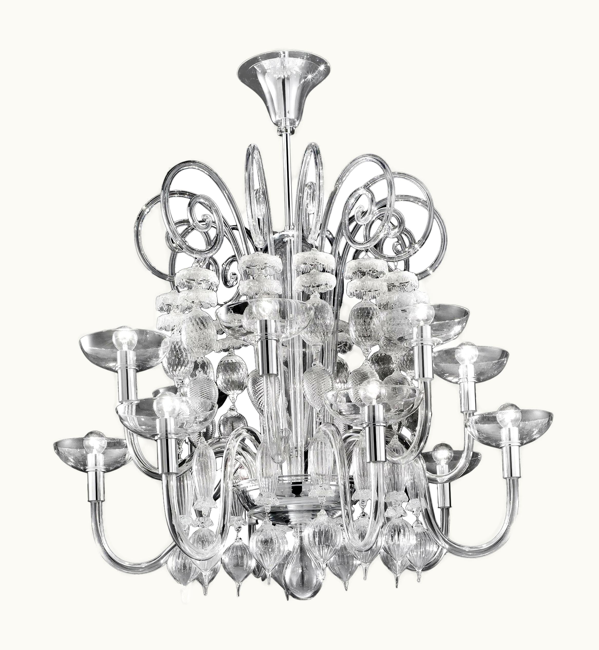 Carlo Scarpa Carlo Scarpa Venini Carlo Scarpa 12-Light Chandelier In Clear