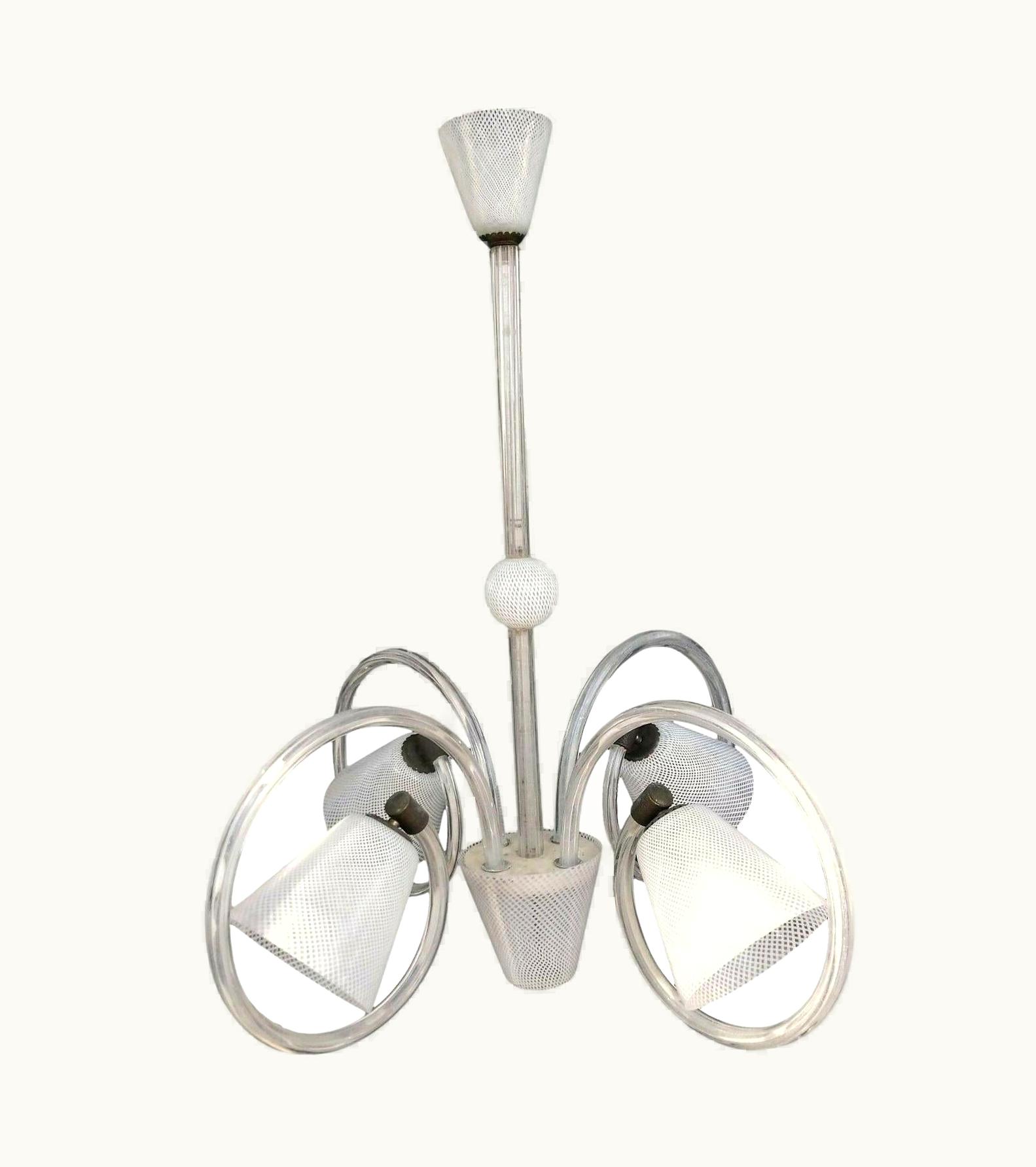 Carlo Scarpa Carlo Scarpa Reticello Glass Chandelier Design Carlo Scarpa For Venini, 1950s