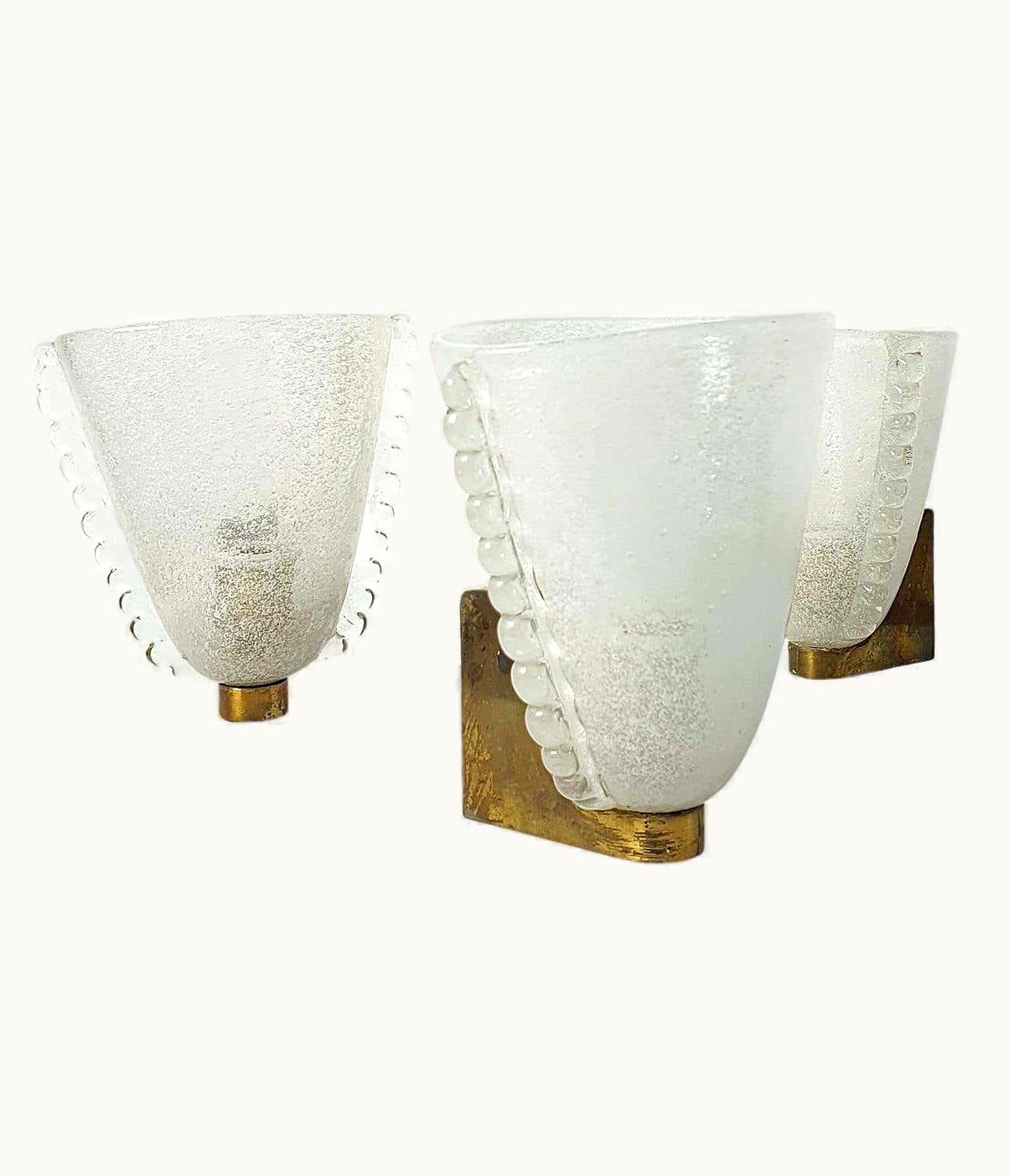 Carlo Scarpa Carlo Scarpa Pair Of Art Deco Sconces By Carlo Scarpa For Venini, Italy