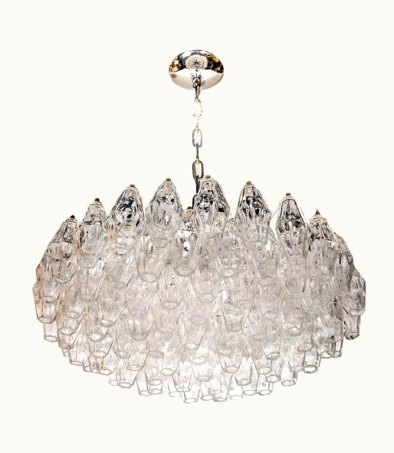 Carlo Scarpa Carlo Scarpa Modernist Handblown Translucent Murano Glass Polyhedral Chandelier