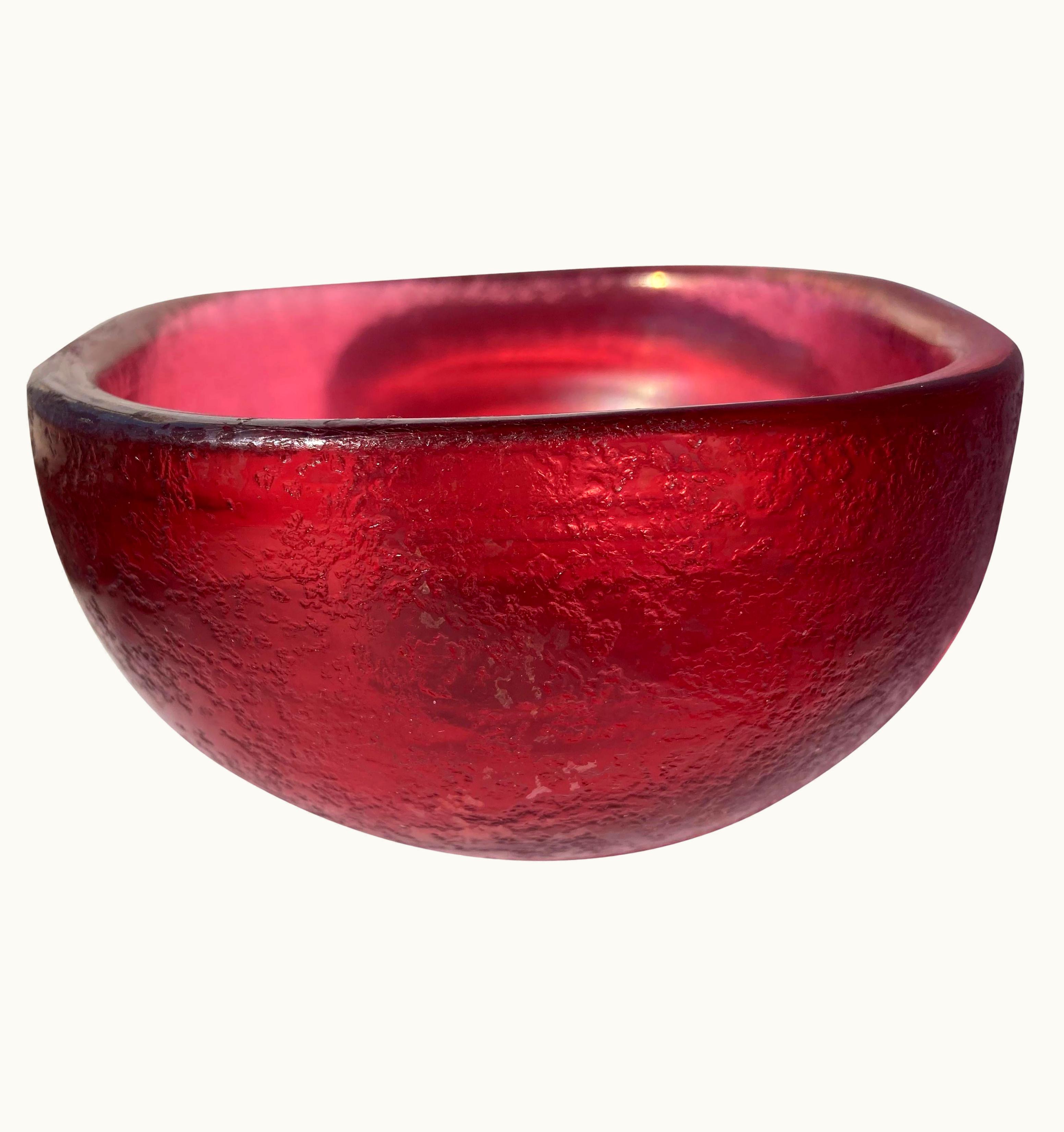 Carlo Scarpa Carlo Scarpa Venini Murano Sommerso Glass, Corroso Vase, By Carlo Scarpa, Acid 3-Line Mark