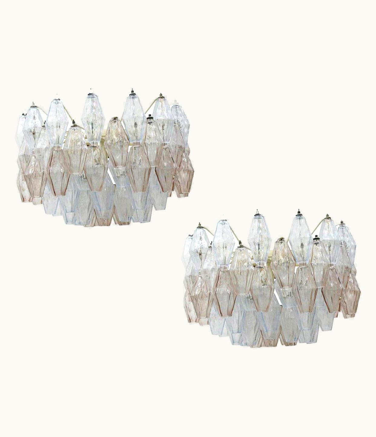 Carlo Scarpa Carlo Scarpa Mid-Century Modern Venini Pair Of Murano Glass Poliedri Lamps