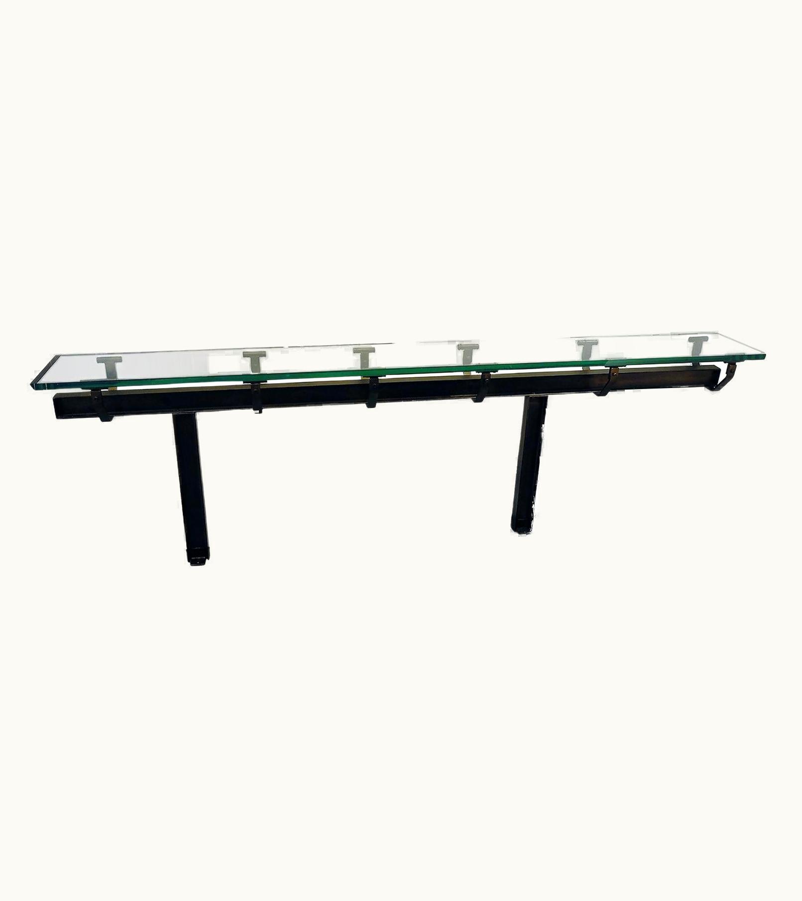 Carlo Scarpa Carlo Scarpa Console, Iron Shelves With Cut Glass, Italy 1950