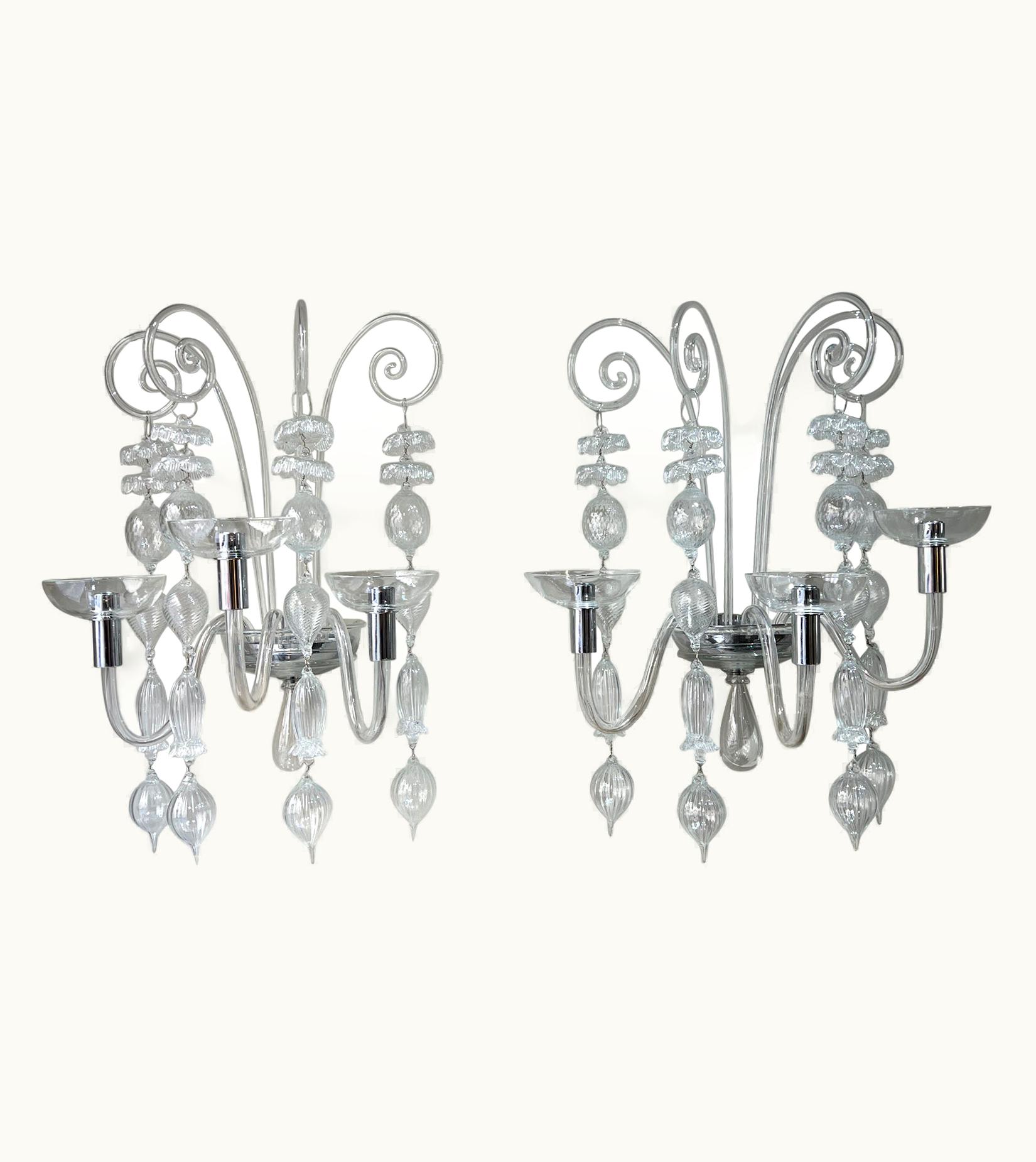 Carlo Scarpa Carlo Scarpa Pair Of Venini Sconces Italy 1990