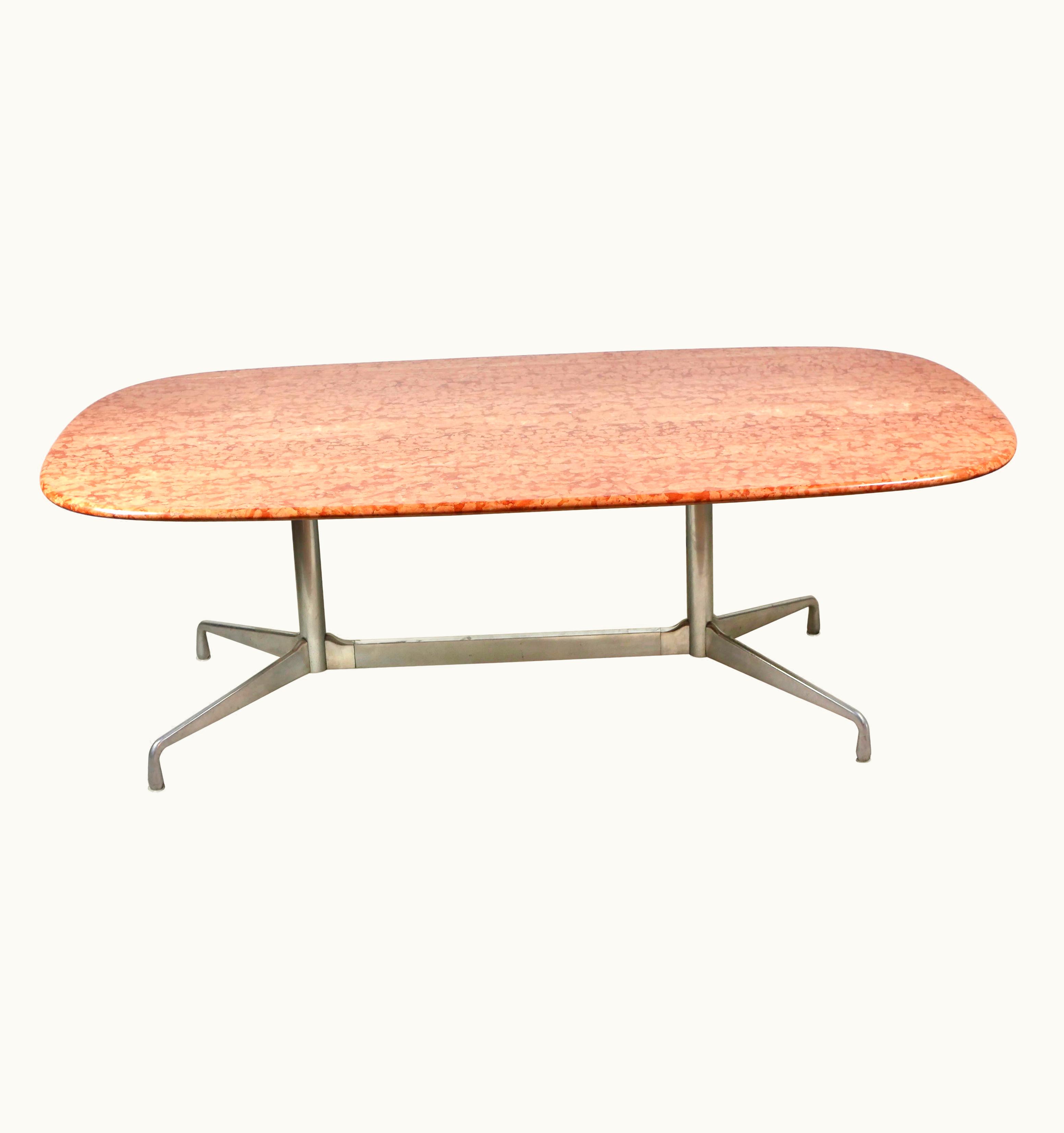 Charles and Ray Eames Charles and Ray Eames Large Table In Rosso Verona Marble By Charles & Ray Eames For Herman Miller