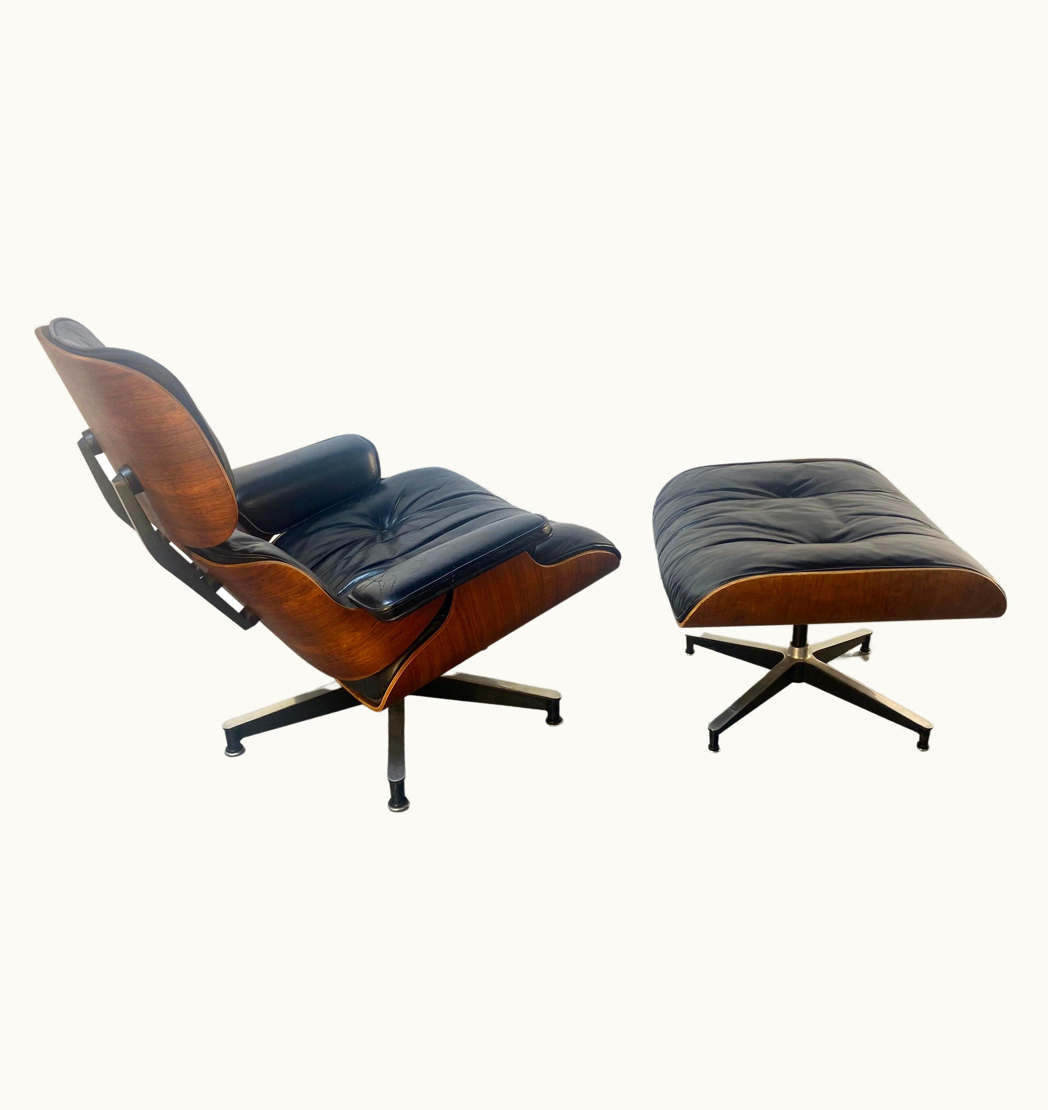 Charles and Ray Eames Charles and Ray Eames 1960s, Herman Miller Eames Lounge Chair And Ottoman, Black Medallion Label