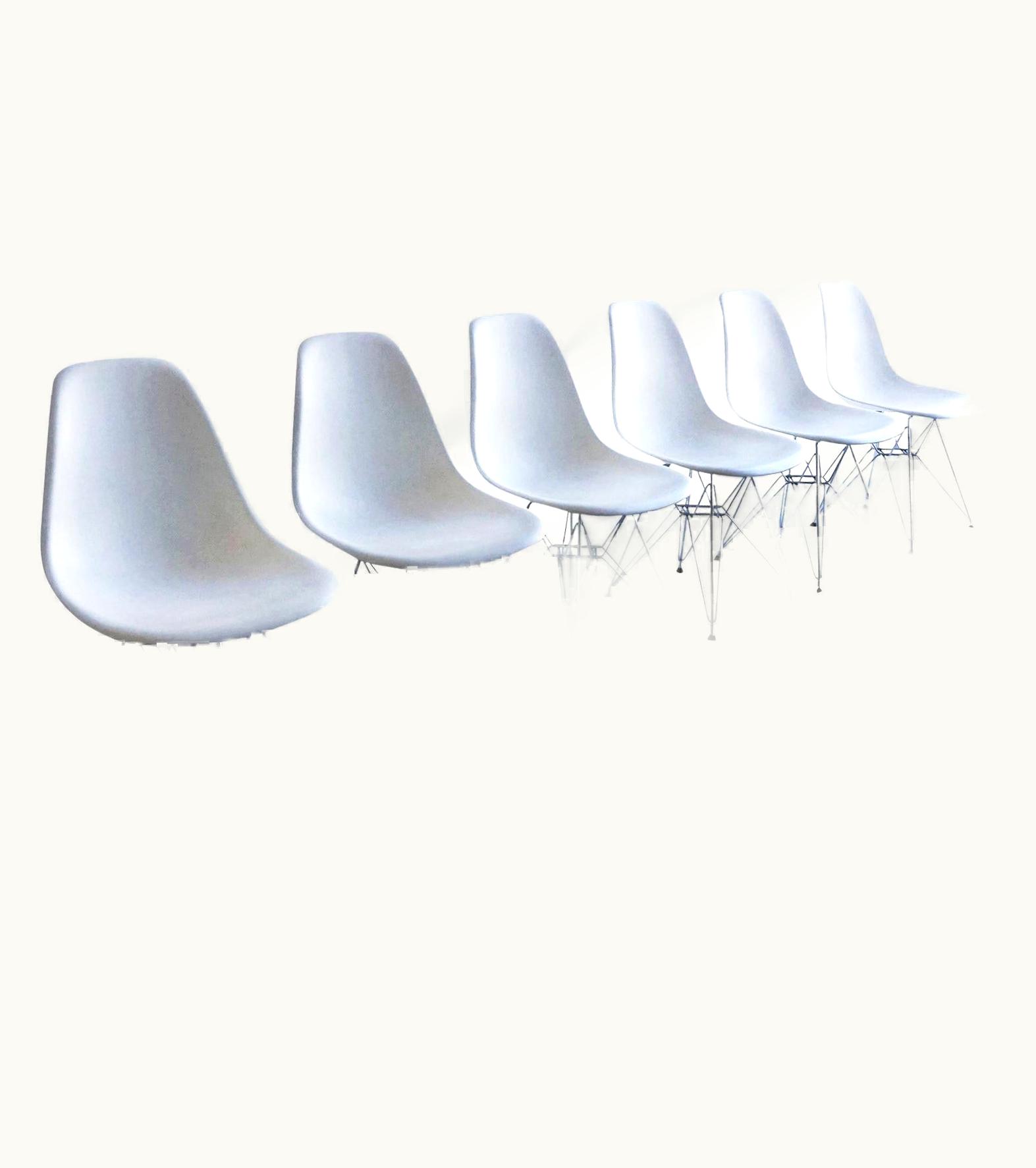 Charles and Ray Eames Charles and Ray Eames 20th Century White American Set Of Six DSR VItra Chairs By Charles & Ray Eames