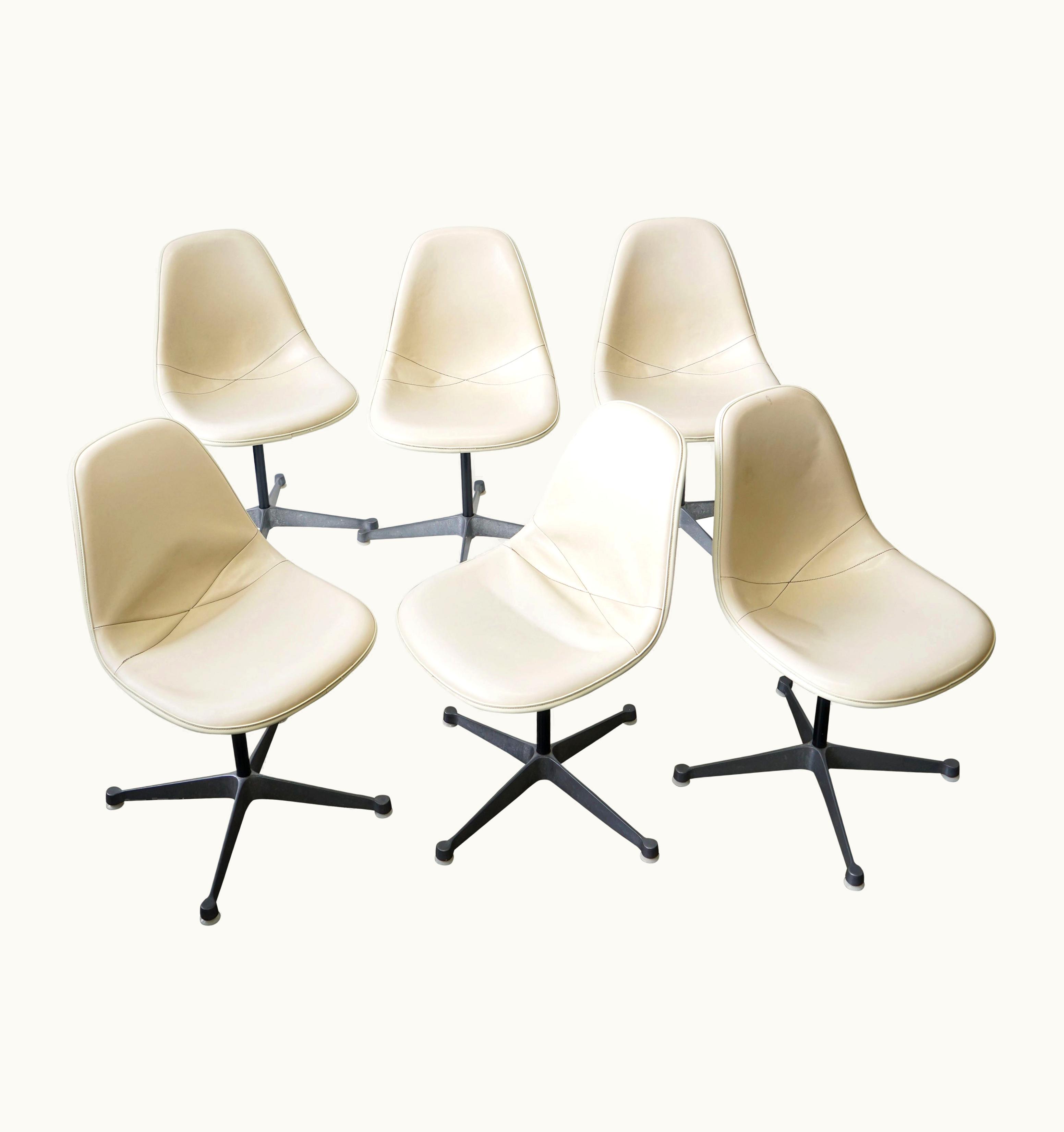 Charles and Ray Eames Charles and Ray Eames Set Of 6 Eames PSC Chairs For Herman Miller With Upholstery