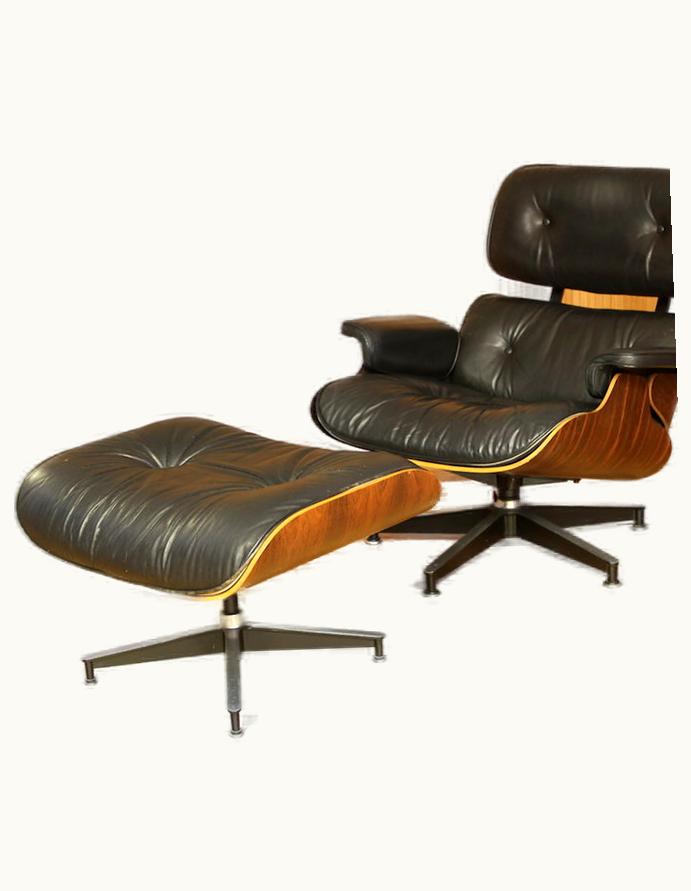 Charles and Ray Eames Charles and Ray Eames Classic Eames For Herman Miller Lounge Chair And Ottoman In Rosewood And Leather