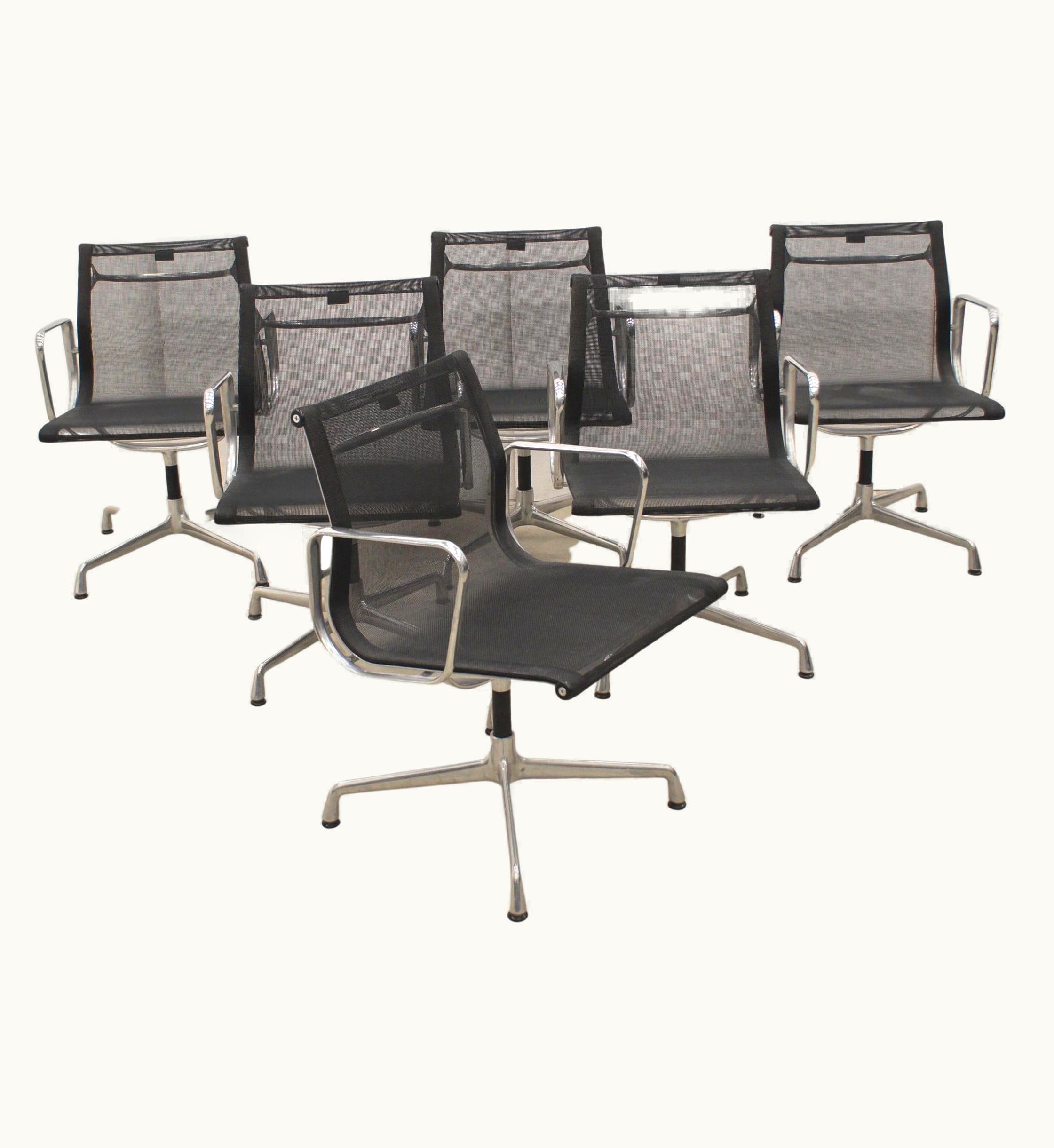Charles and Ray Eames Charles and Ray Eames VItra EA108 Aluminium Chair By Charles Eames Netweave, Set Of 8