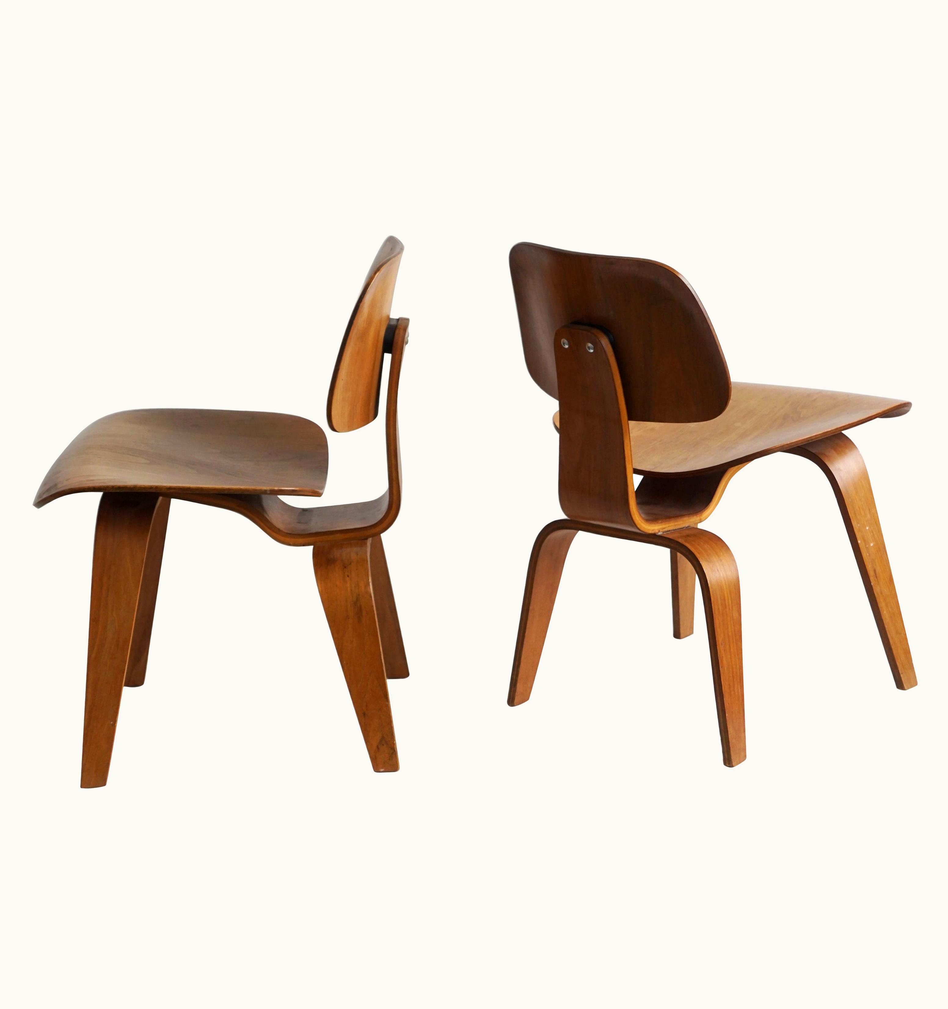 Charles and Ray Eames Charles and Ray Eames 1950's Charles And Ray Eames DCW Plywood Chairs For Herman Miller, Pair