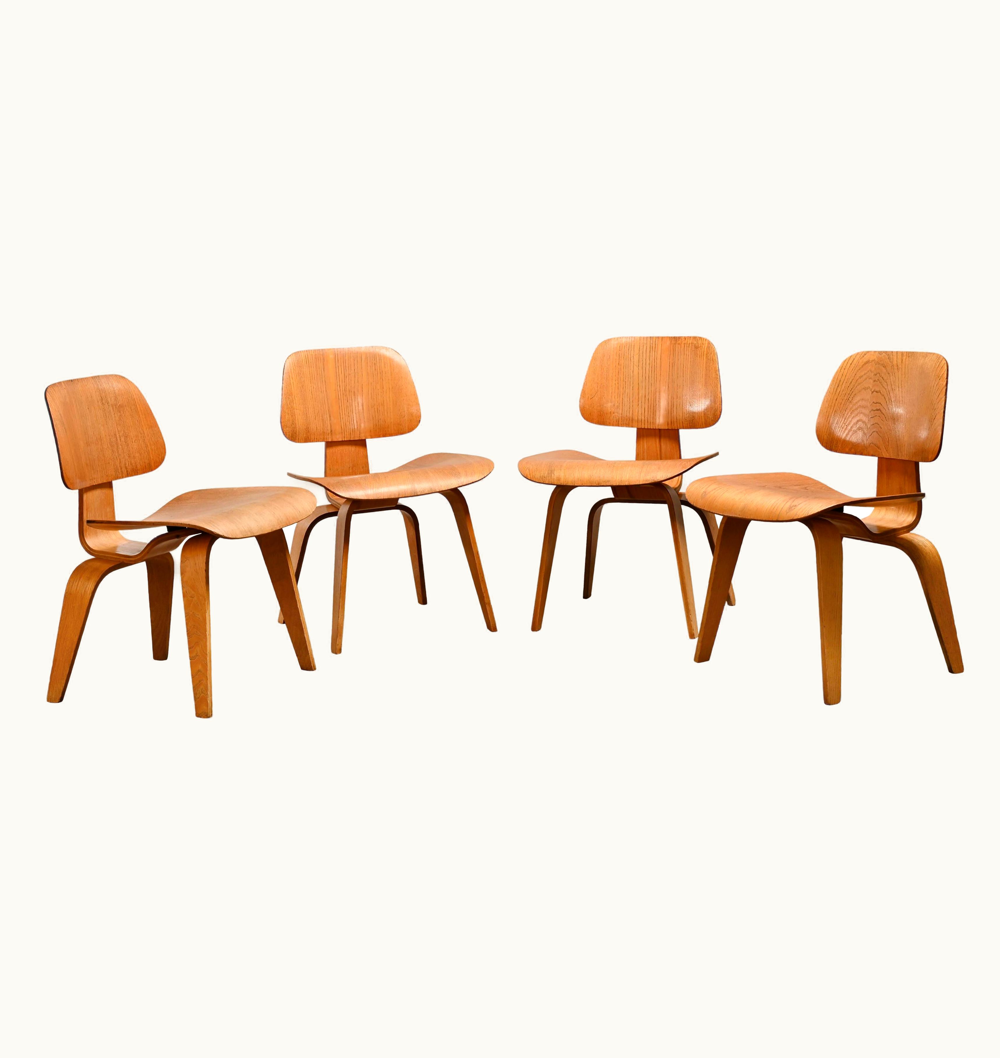 Charles Eames;Charles and Ray Eames Charles Eames;Charles and Ray Eames Charles And Ray Eames Early DCW Ash Plywood Dining Chairs For Herman Miller
