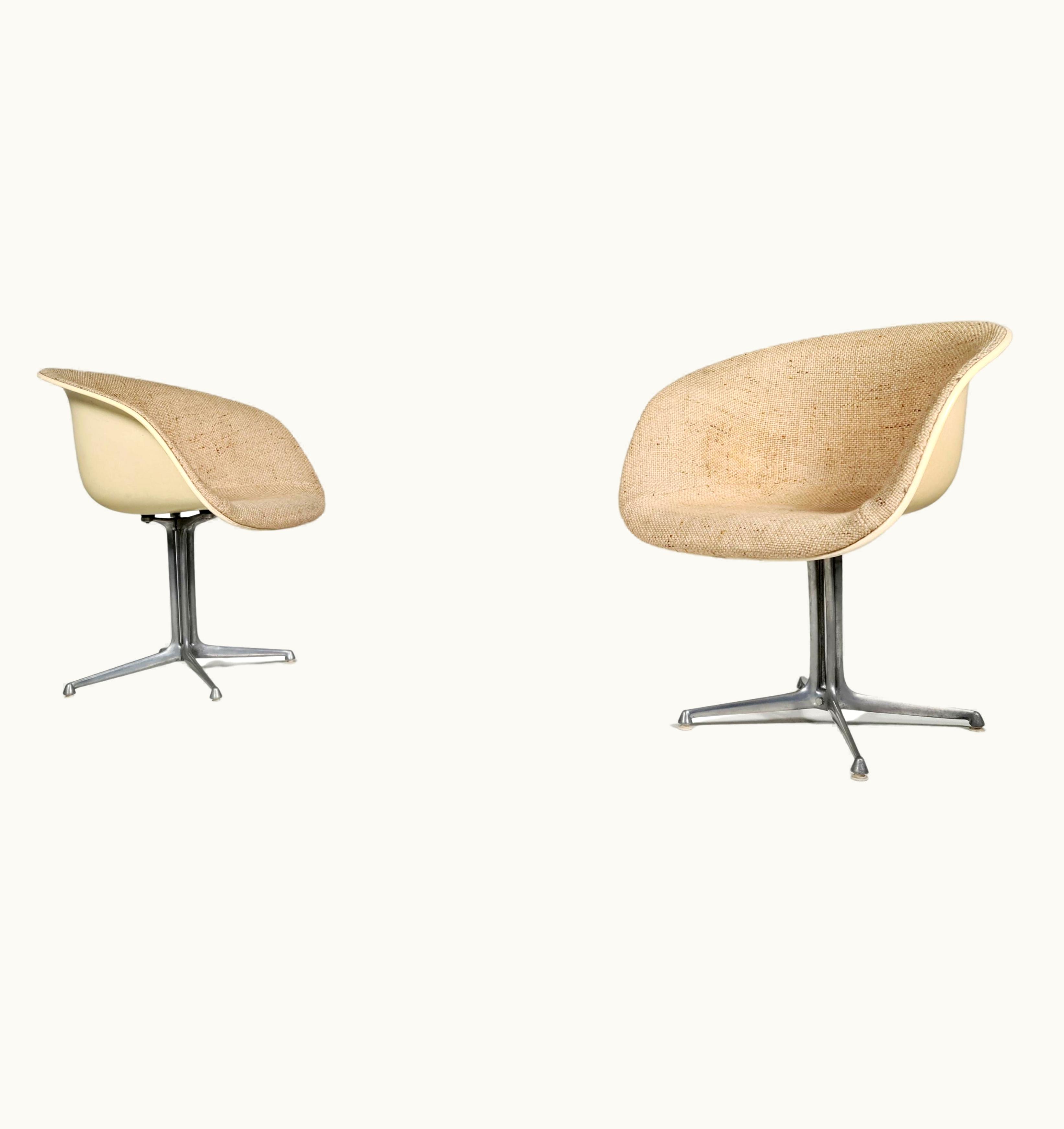 Charles and Ray Eames Charles and Ray Eames La Fonda Chairs By Eames For VItra, Original Fabric, Fiberglass, 1960s