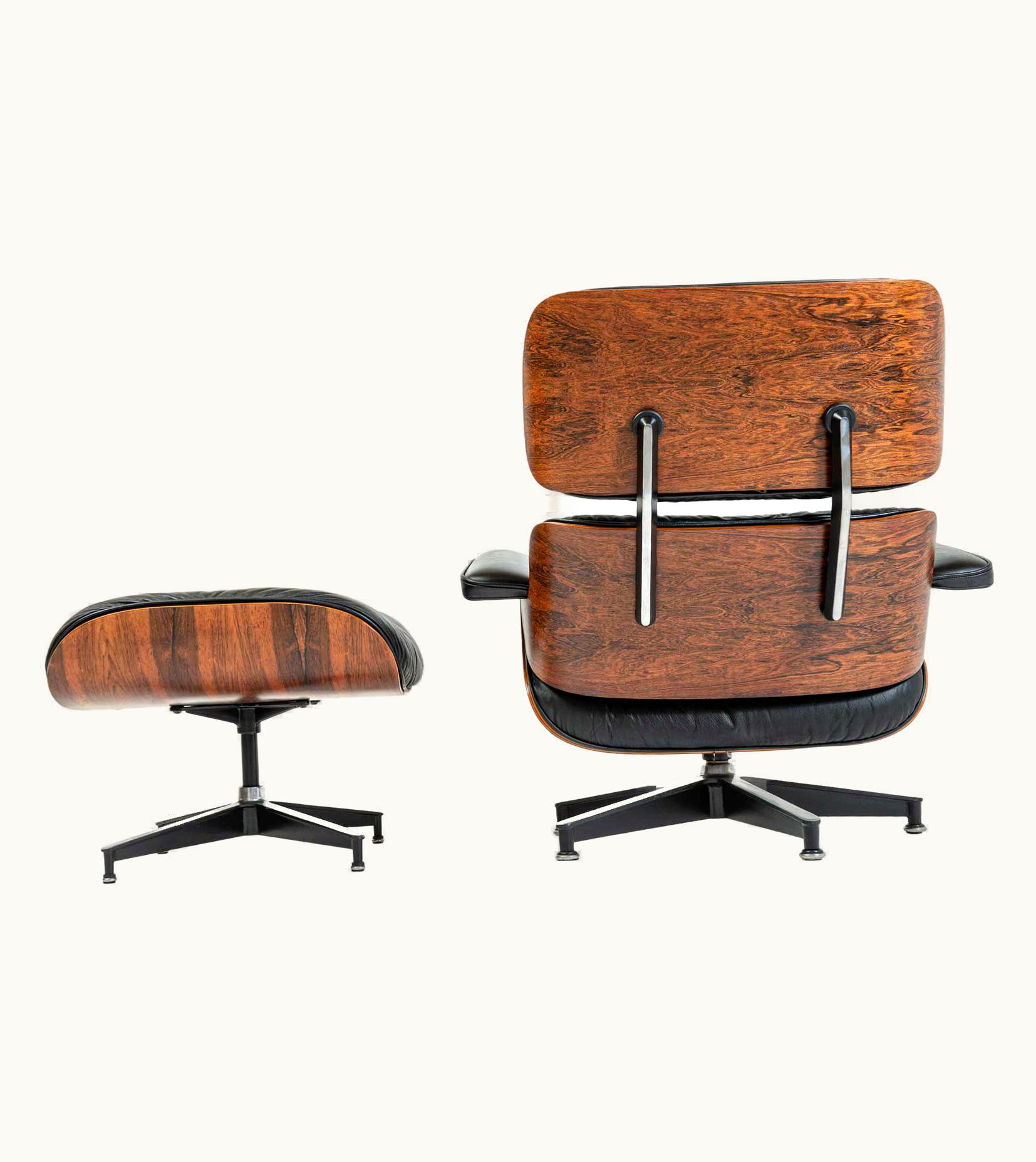 Charles and Ray Eames Charles and Ray Eames Lounge Chair And Ottoman 670/671 Third Gen Rosewood Restored Black Leather
