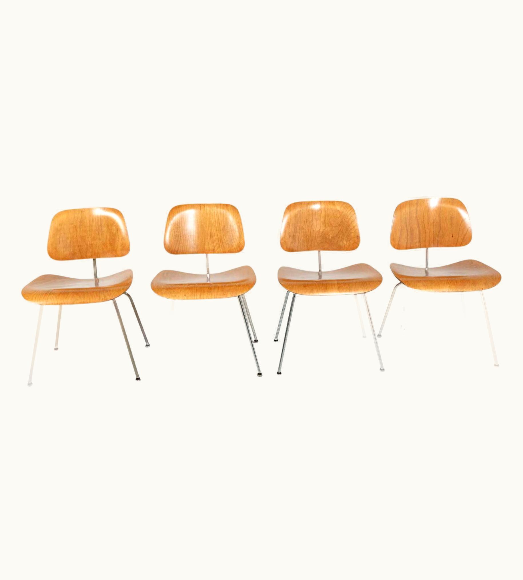 Charles and Ray Eames Charles and Ray Eames Set Of 4 First Edition Eames Evans DCM Chairs