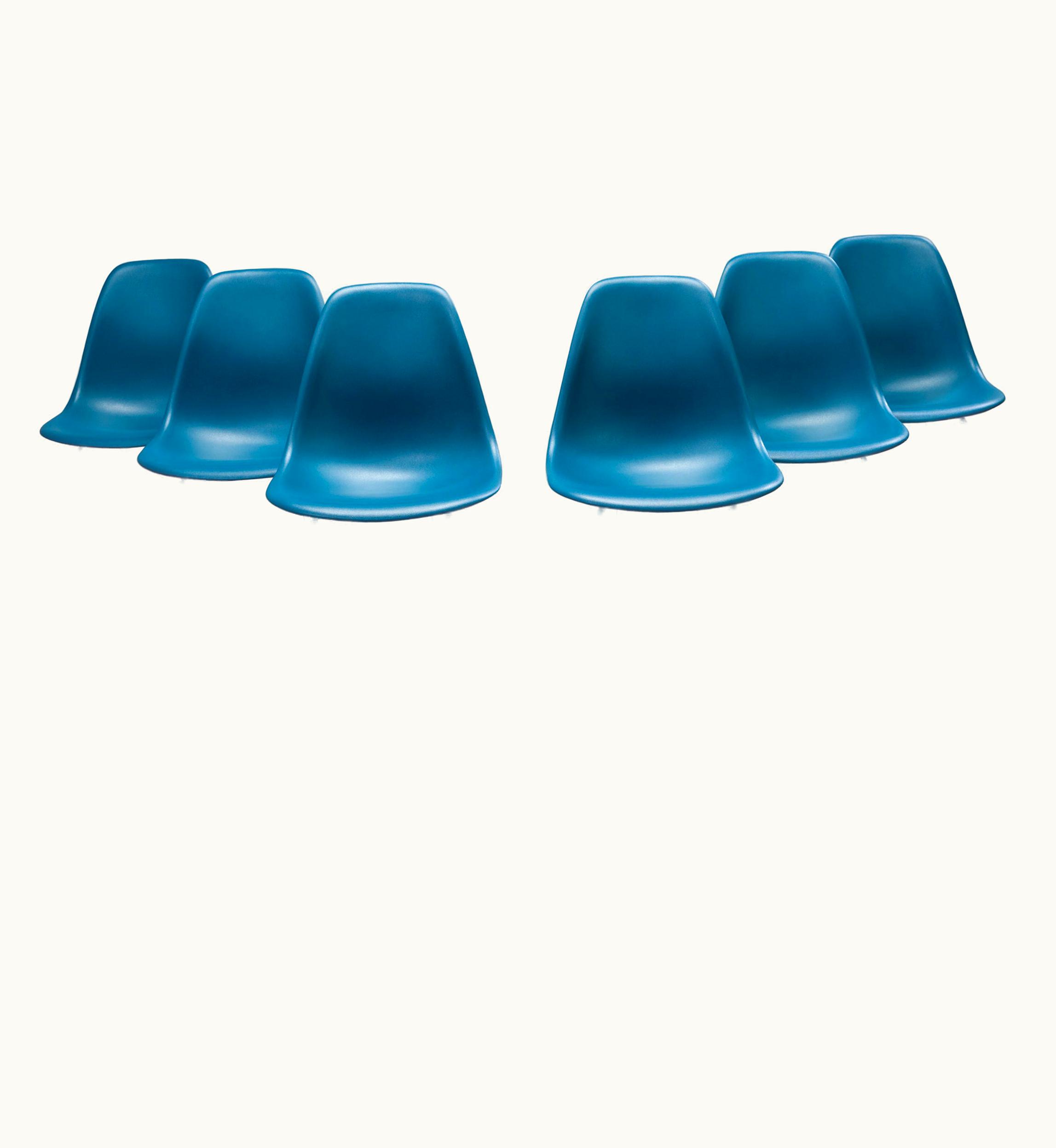 Charles and Ray Eames Charles and Ray Eames Charles & Ray Eames For Herman Miller Blue Moulded Plastic Stools, Set Of 6