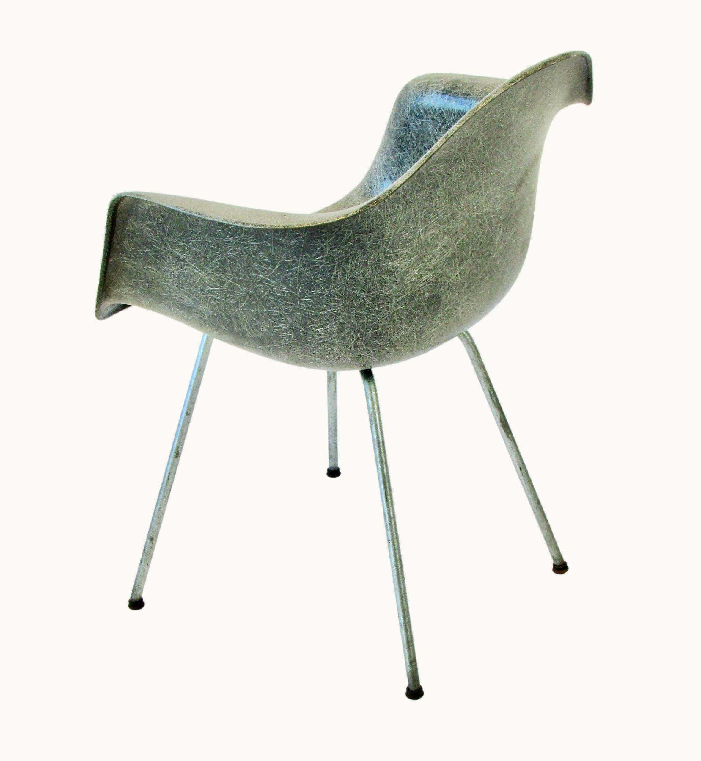 Charles and Ray Eames Elephant Grey Eames Zenith Herman Miller Dax Chair On Galvanized Base